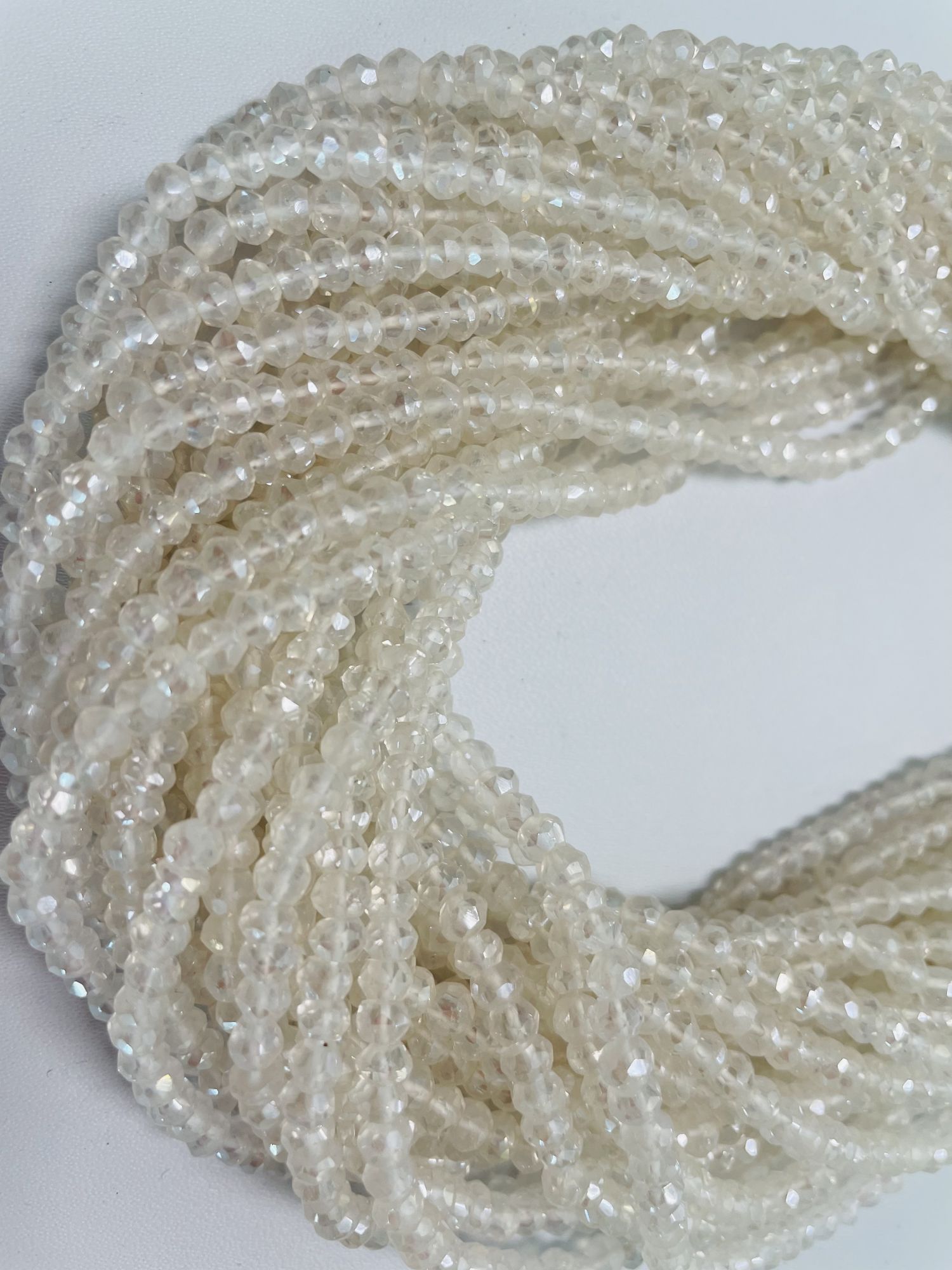 Pearl White Mystic Quartz Rondelle Faceted