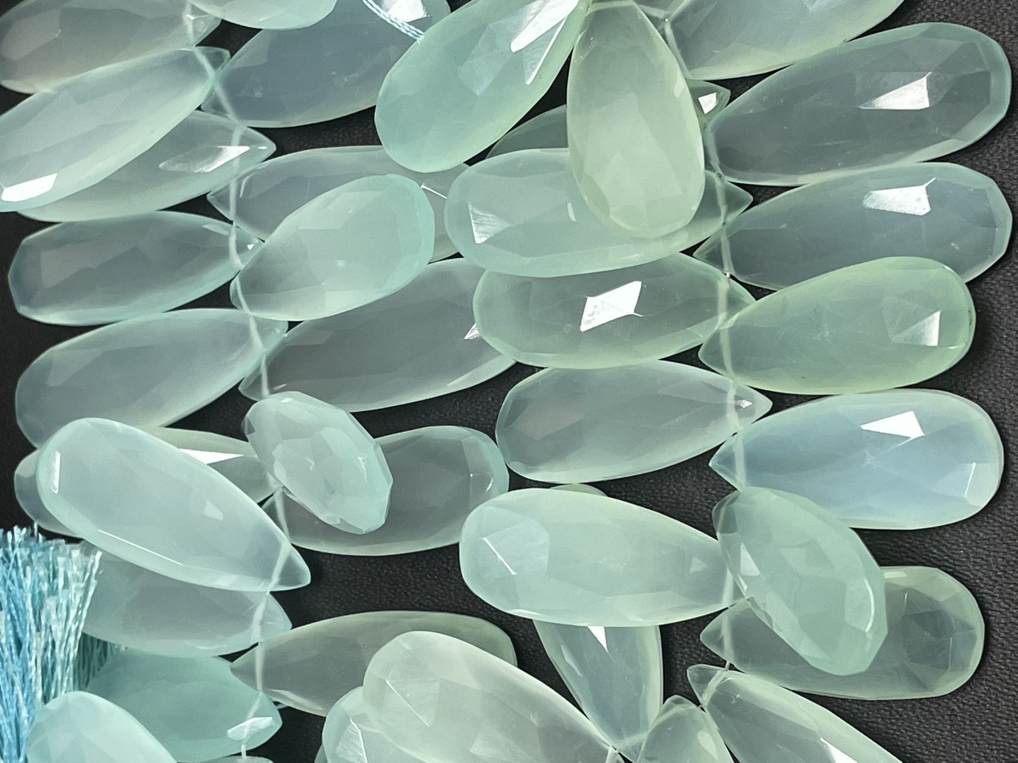 Aqua Chalcedony Long Pear Faceted