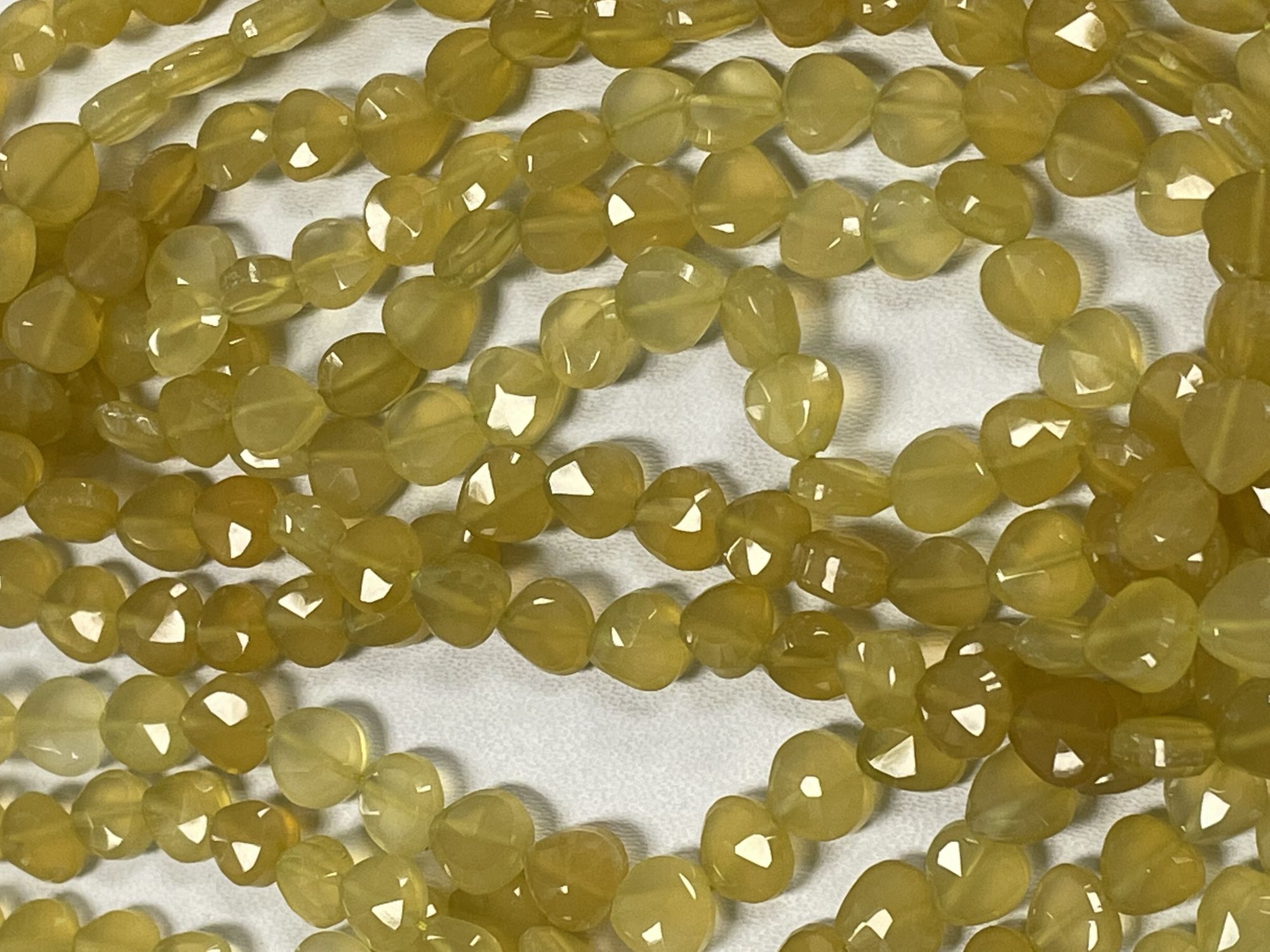 Yellow Chalcedony Heart Straight Drill Faceted