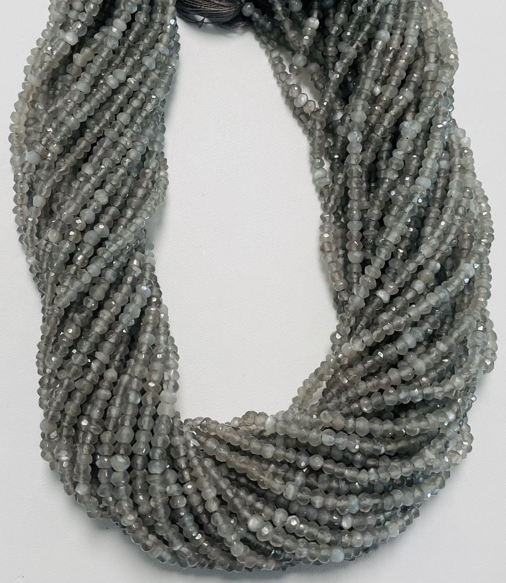 Grey Moonstone Rondelle Faceted