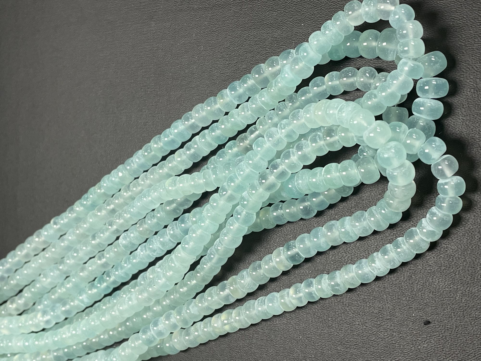 Aqua Chalcedony Rondelle Smooth