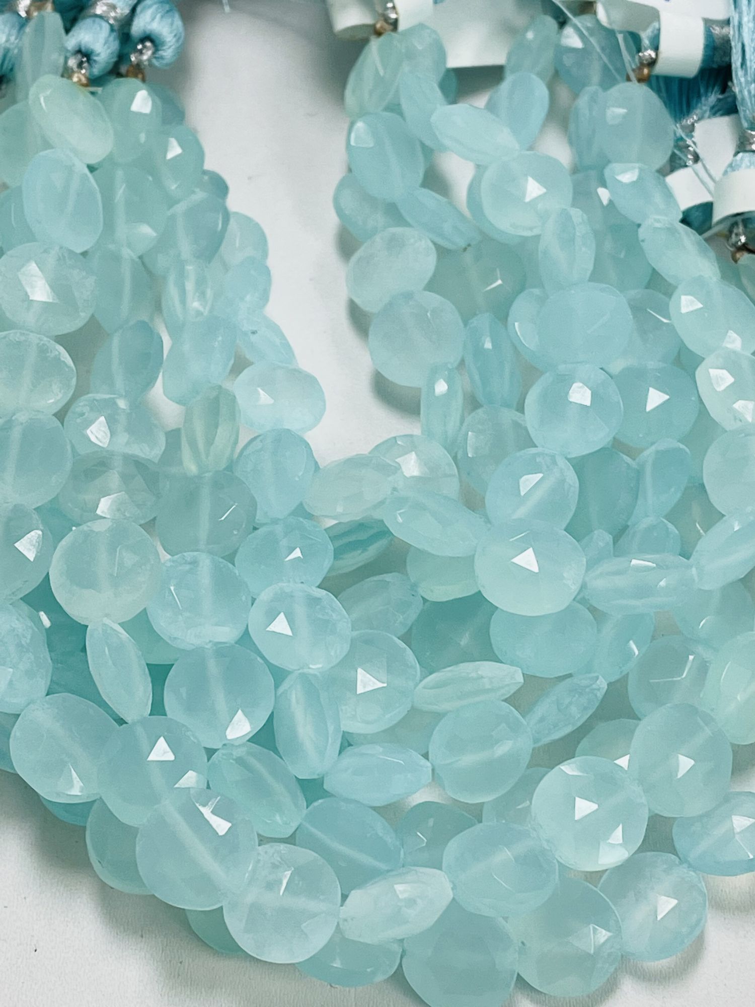 Aqua Chalcedony Coin Faceted