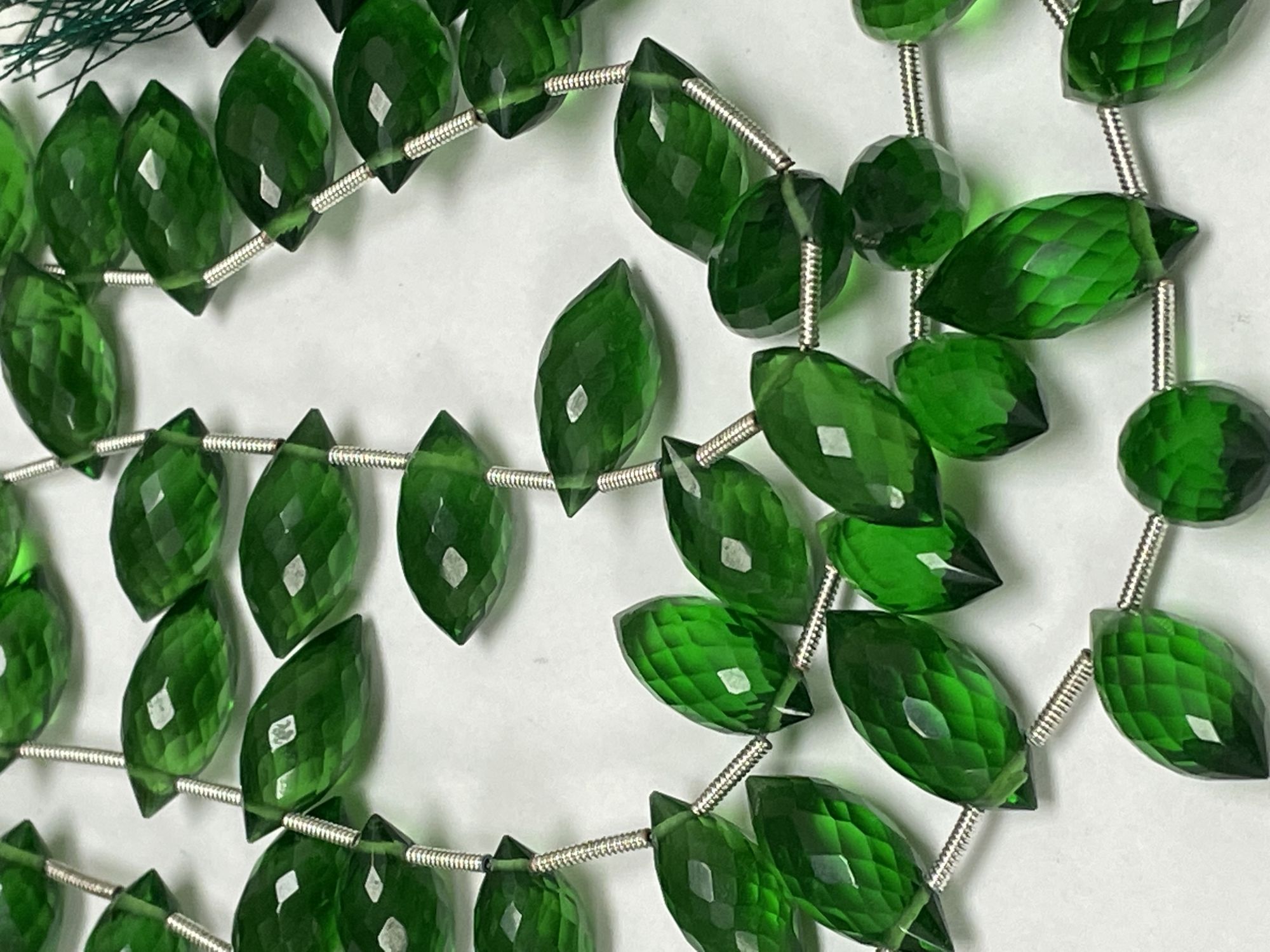 Green Hydro Quartz Puff Marquise Faceted