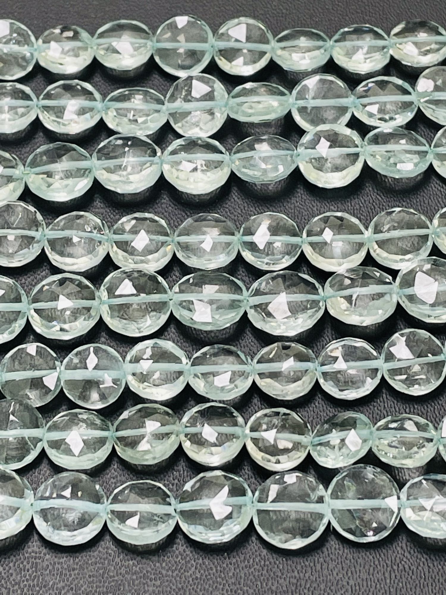 Aqua Hydro Quartz Coin Faceted