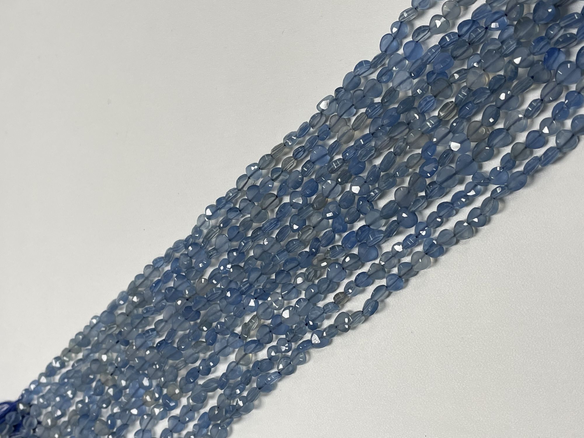 Blue Chalcedony Heart Straight Drill Faceted