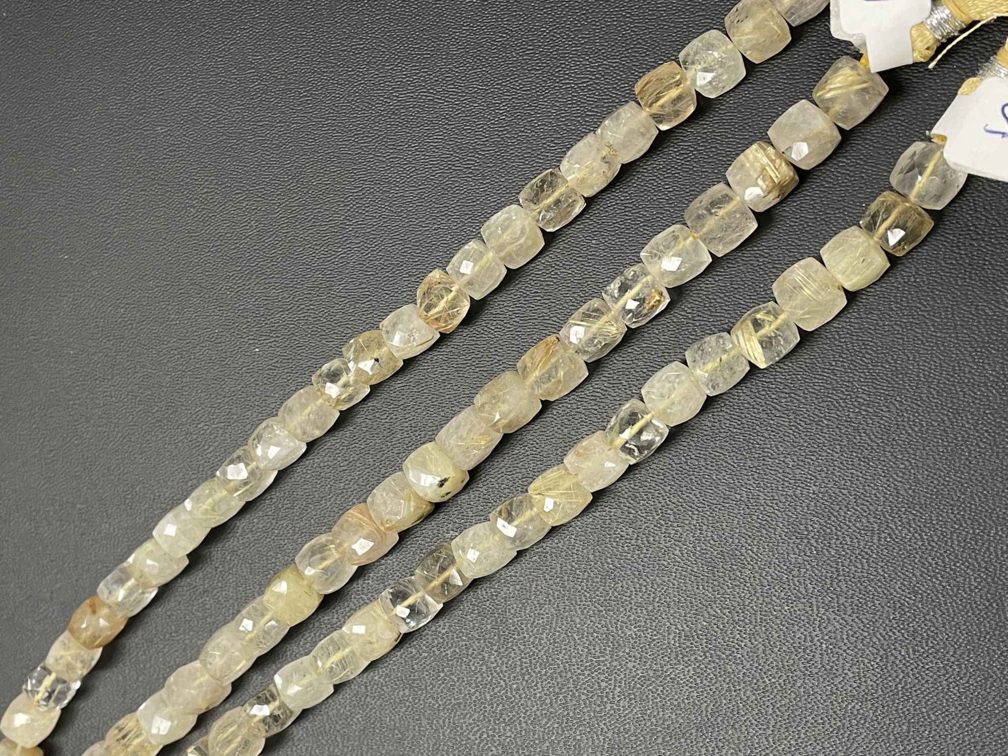 Golden Rutilated Quartz Cubes Faceted