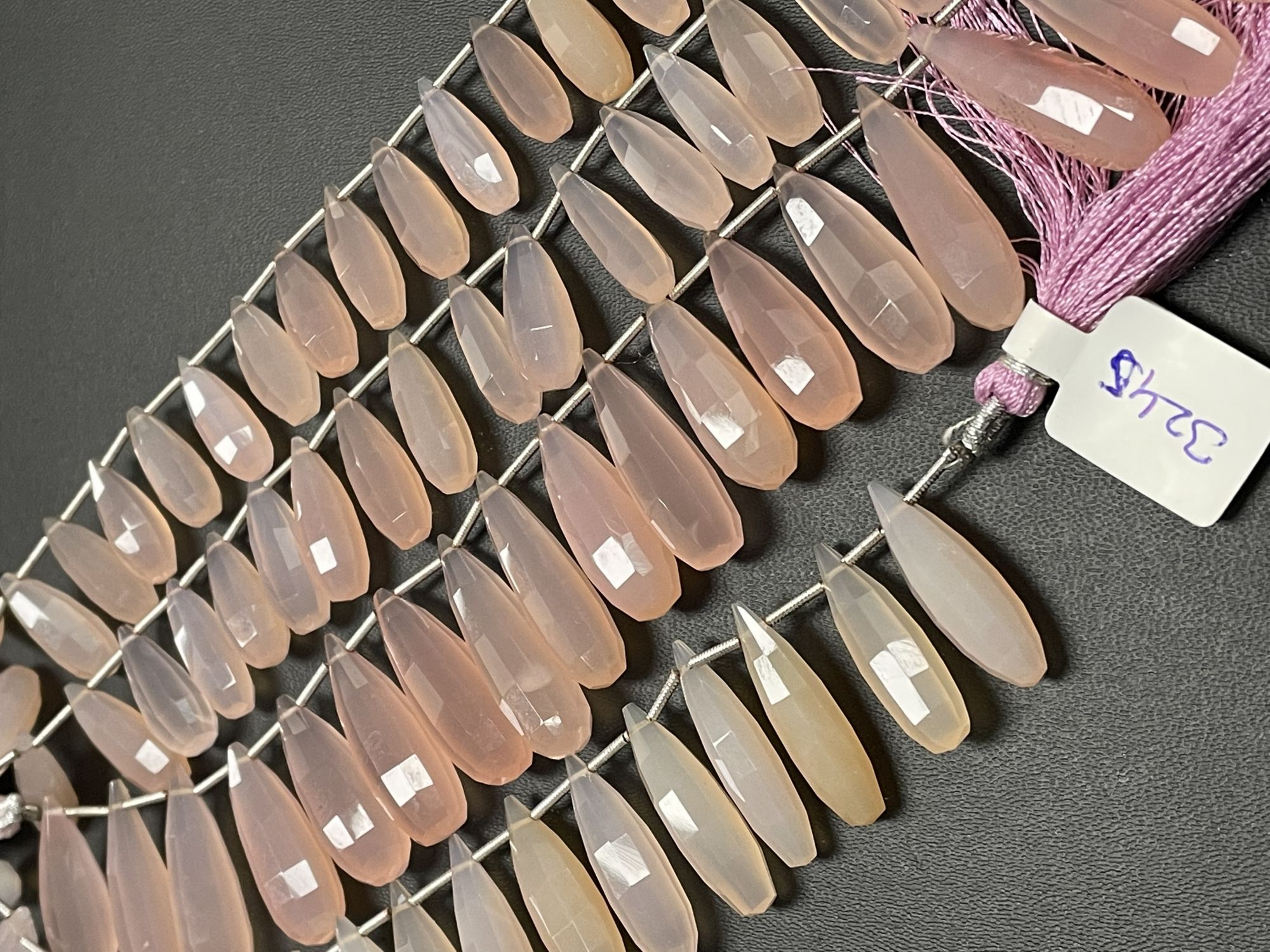 Pink Chalcedony Long Drop Faceted