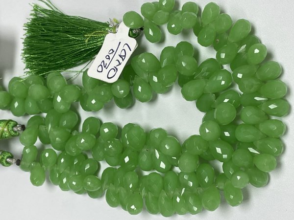 Green Chalcedony Drops Faceted