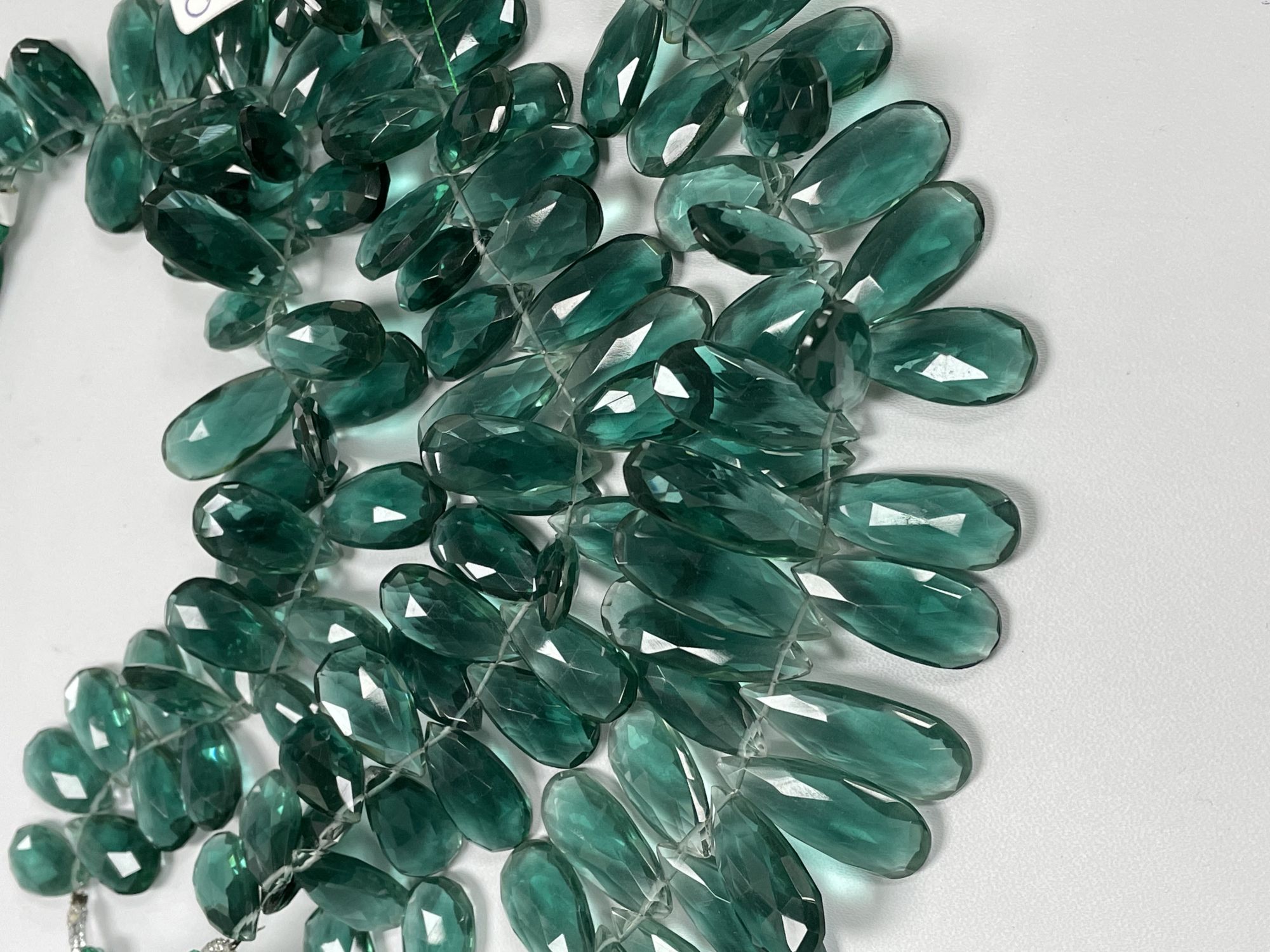Green Hydro Quartz Long Pear Faceted