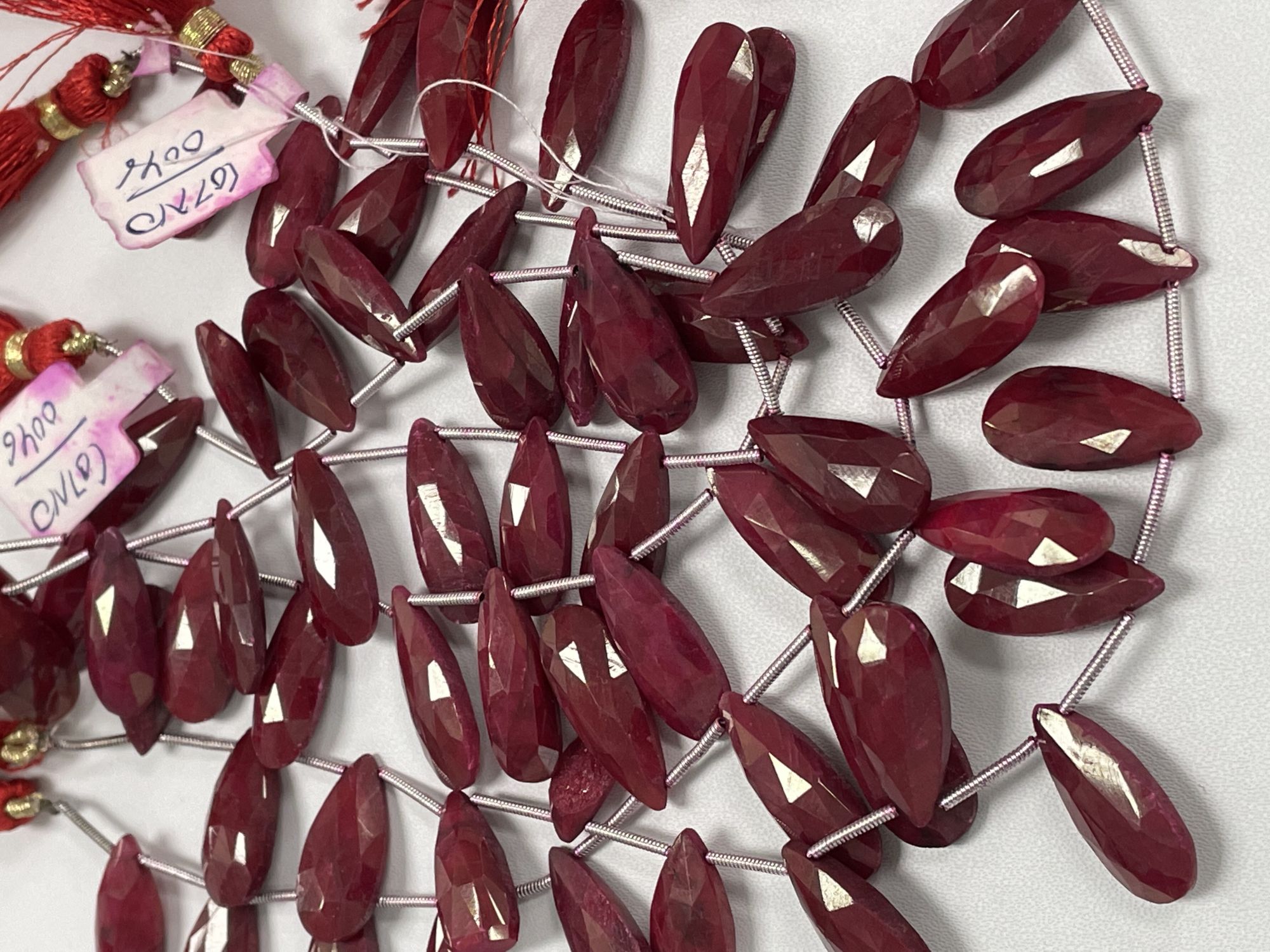 Dyed Ruby Long Pear Faceted