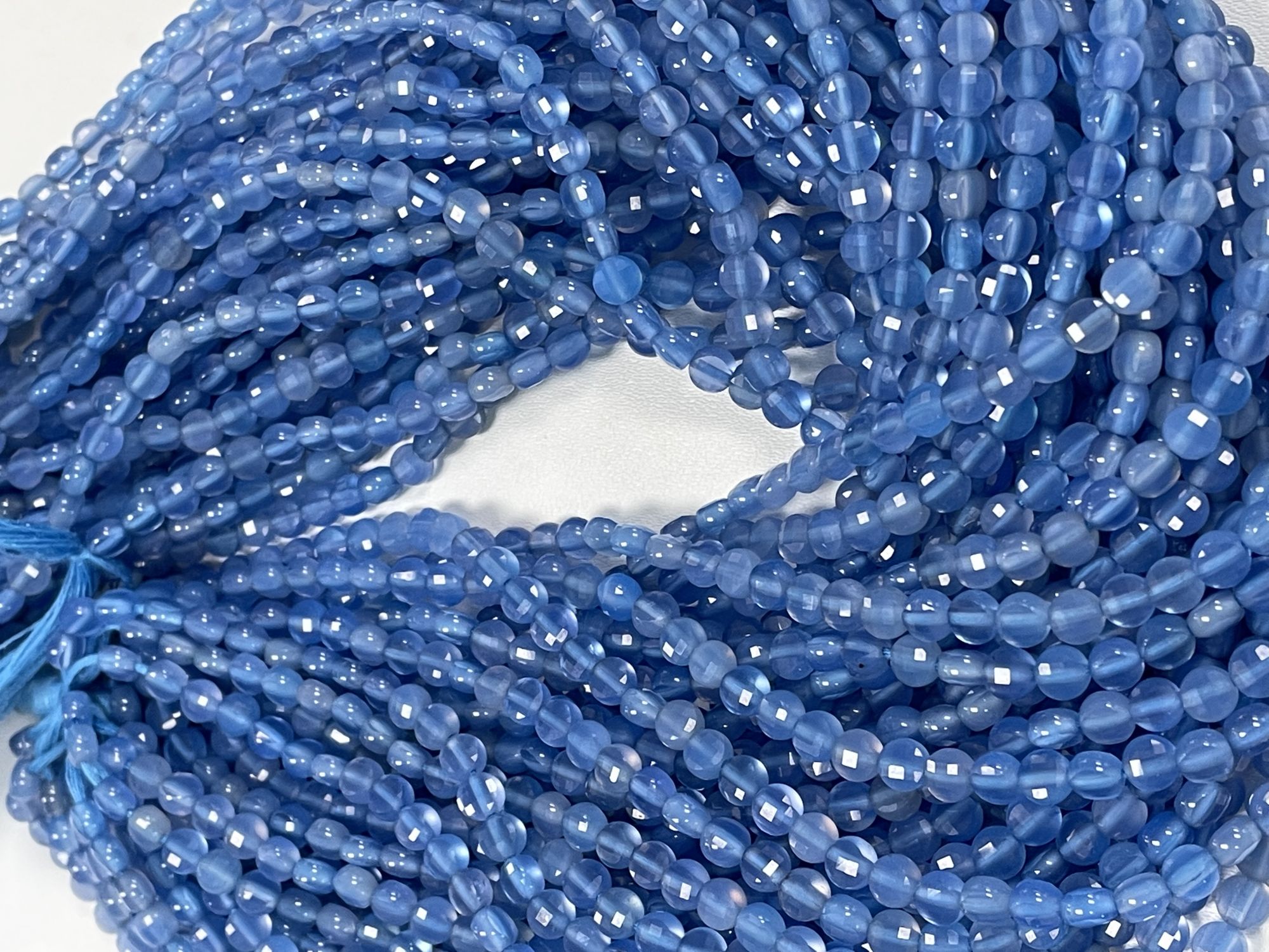 Blue Chalcedony Coin Faceted