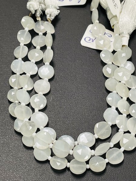 White Moonstone Coin Faceted
