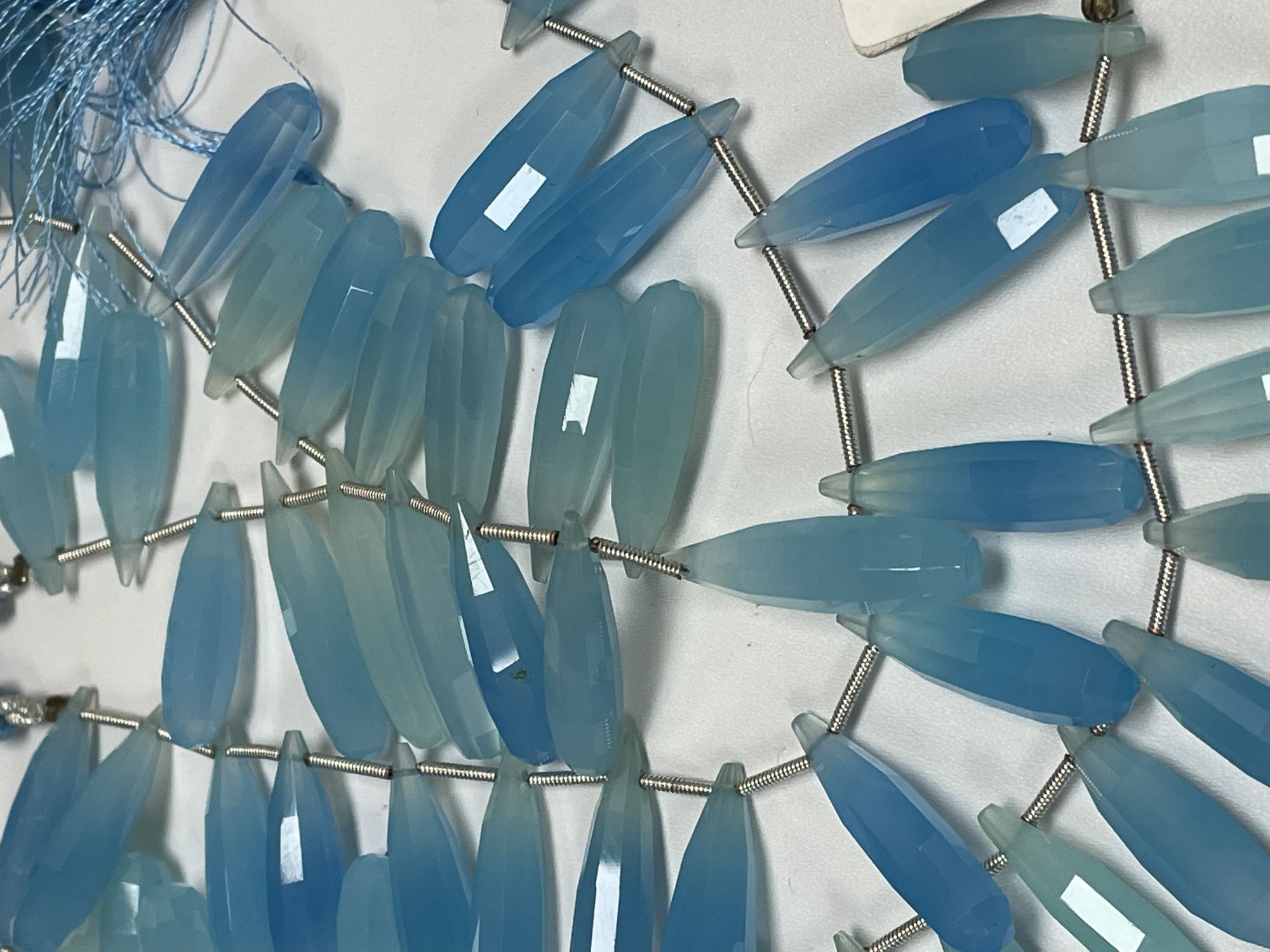 Blue Chalcedony Long Drop Faceted