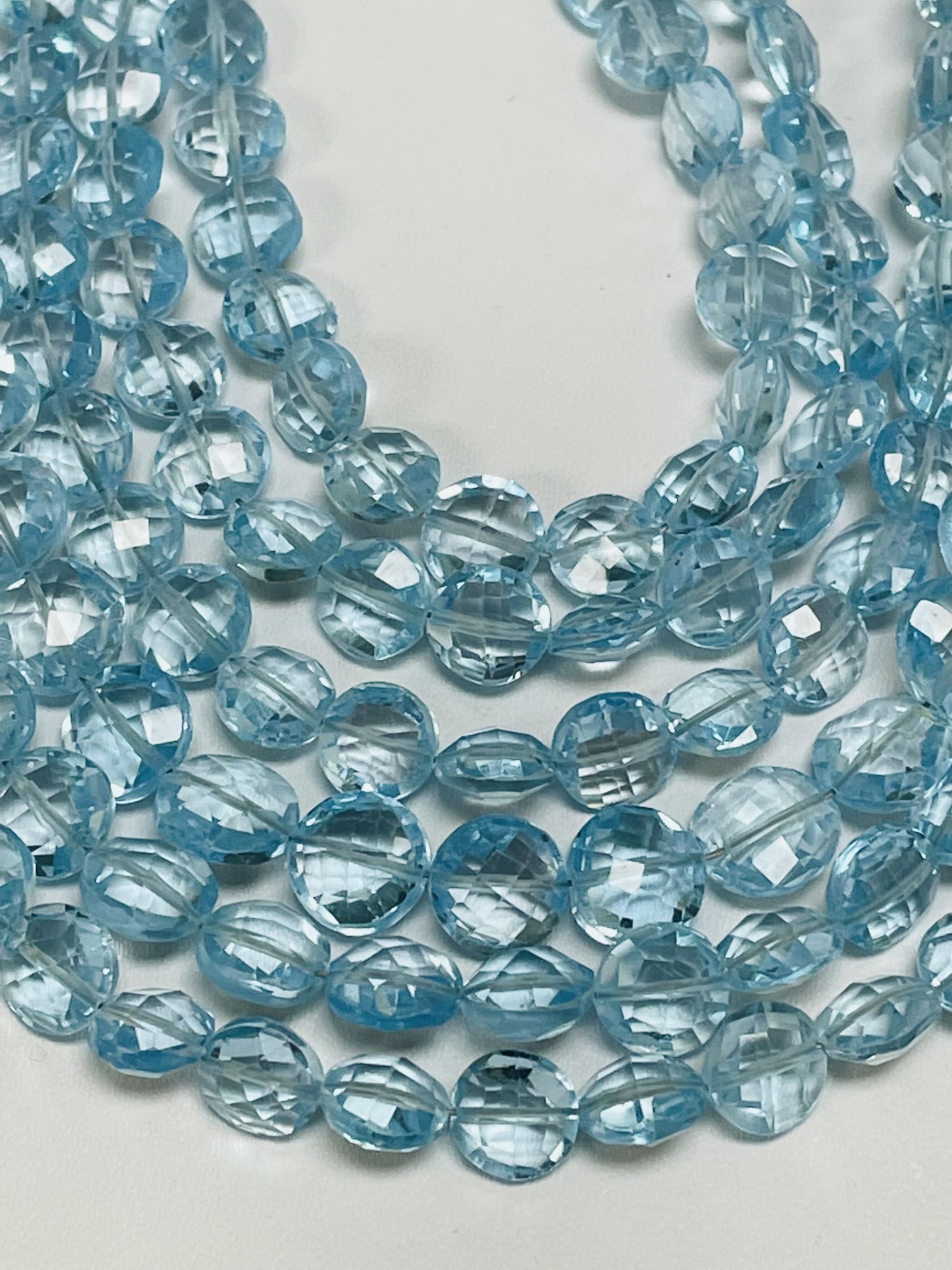 Sky Blue Topaz Coin Checkerboard Cut