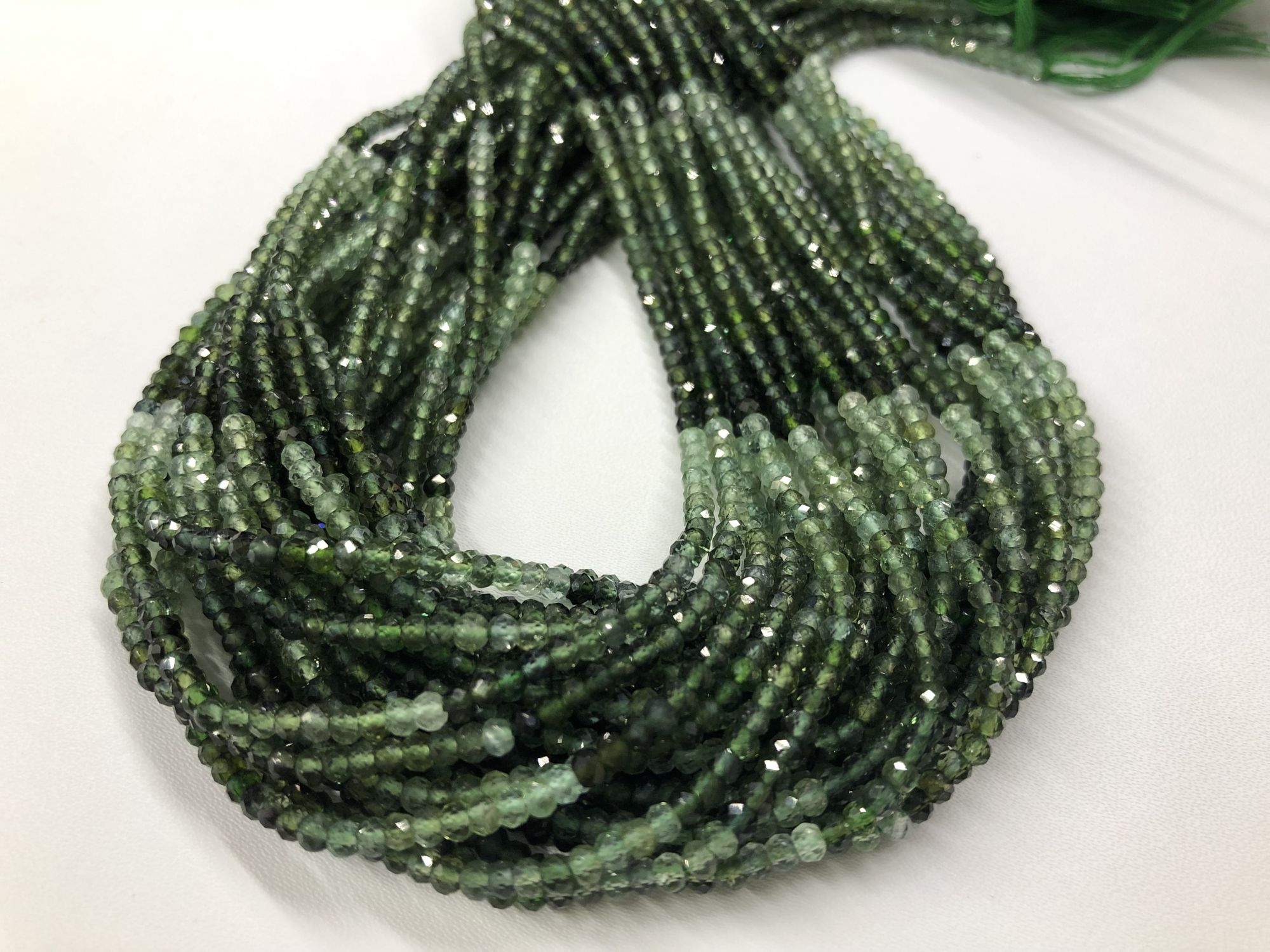 Shaded Green Tourmaline Rondelle Faceted