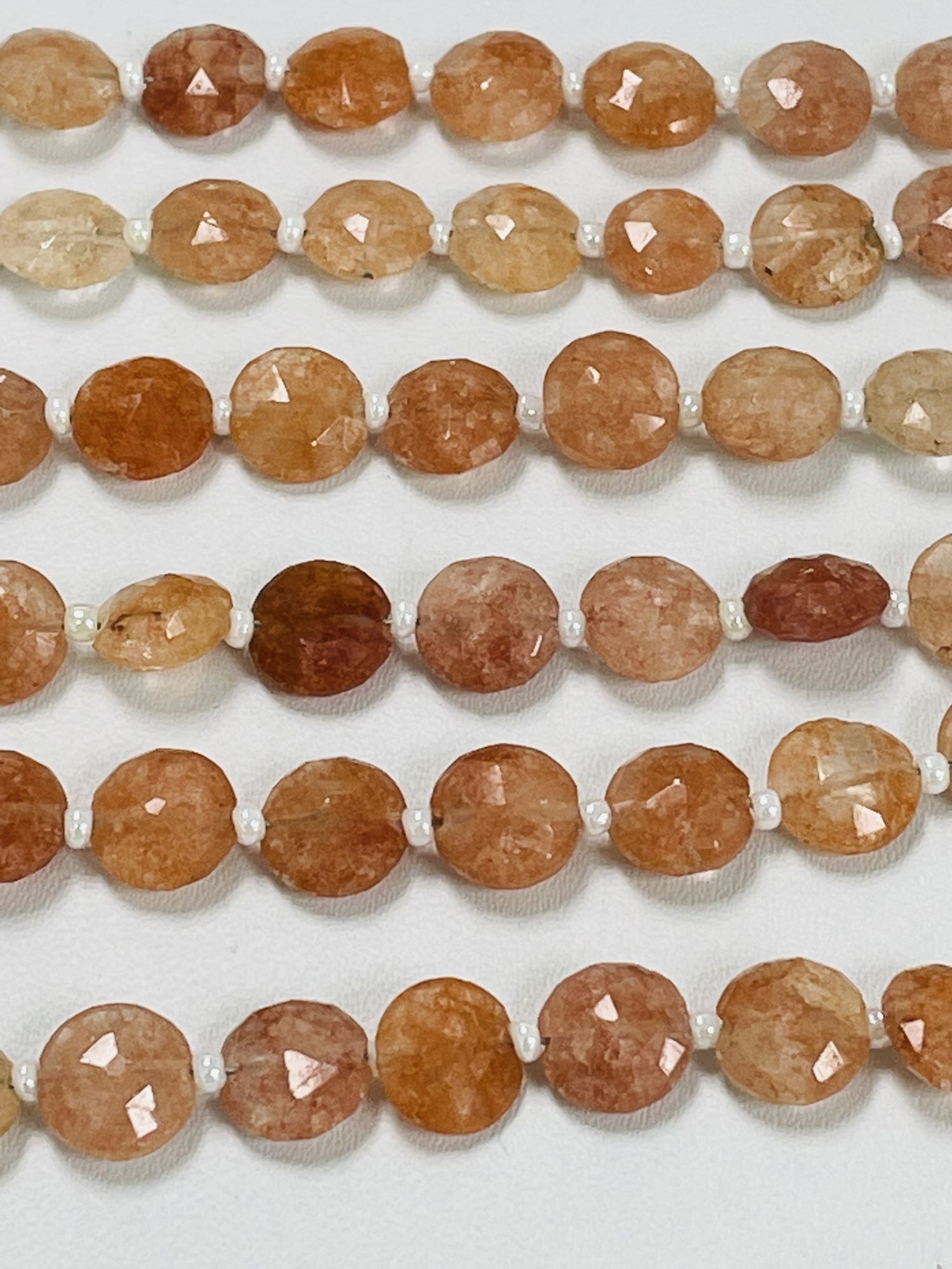 Peach Strawberry Quartz Coin Faceted