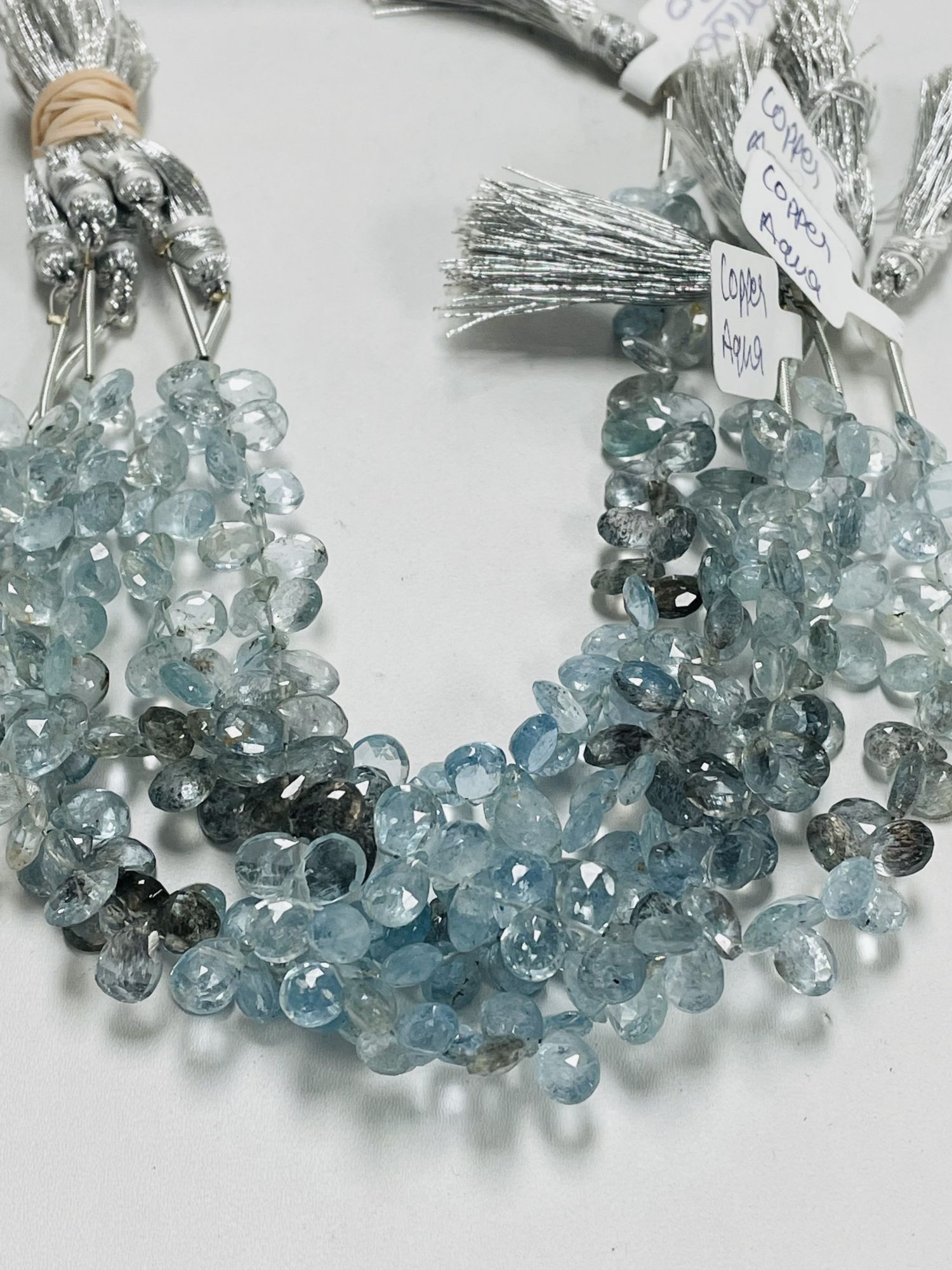 Copper Aquamarine Pear Faceted