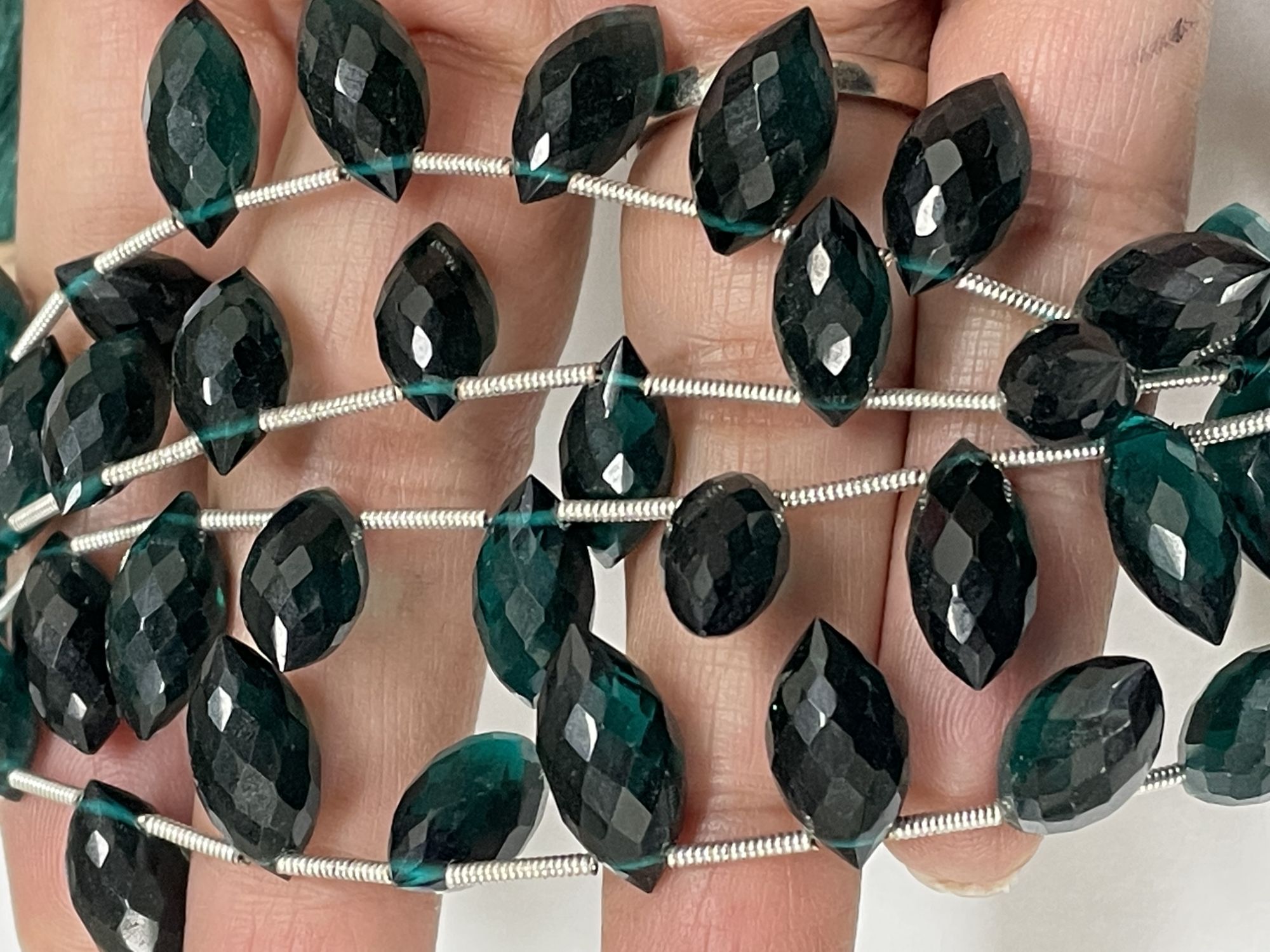 Teal Hydro Quartz Puff Marquise Faceted