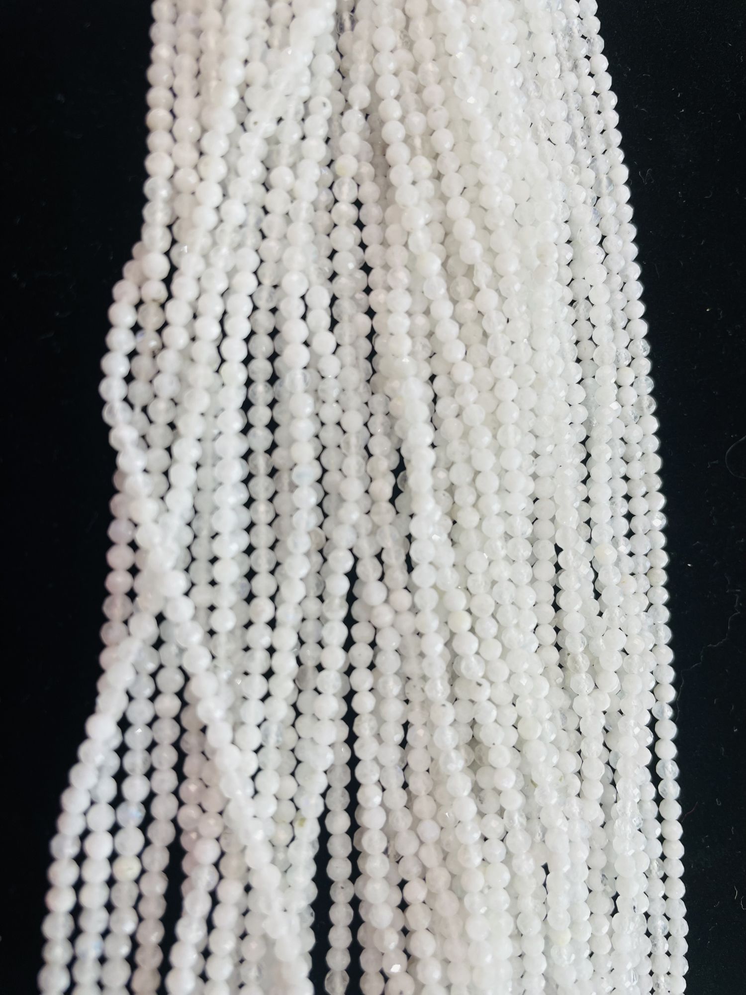 White Moonstone Rondelles Faceted