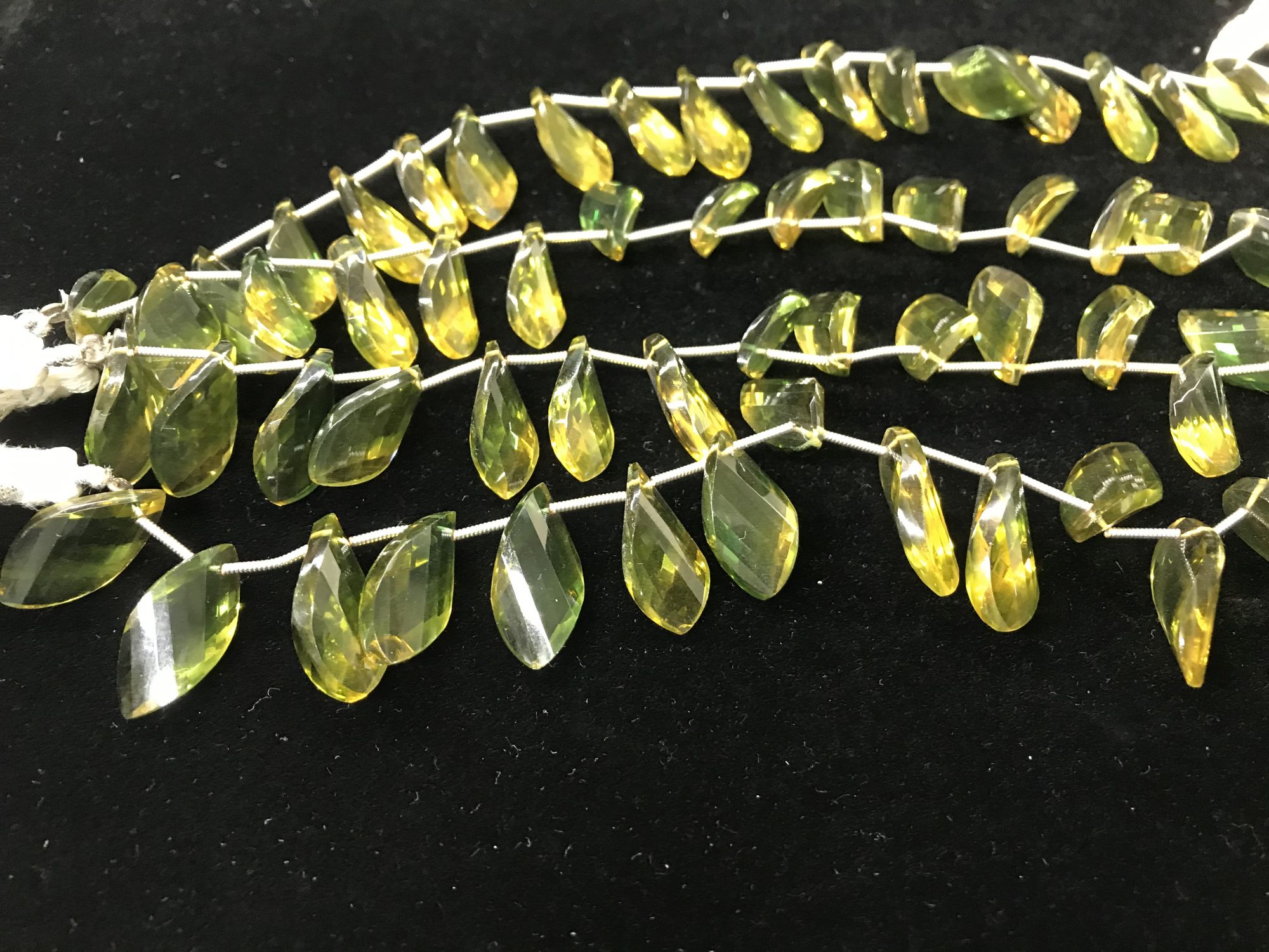 Olive Green Twisted Leaf Faceted