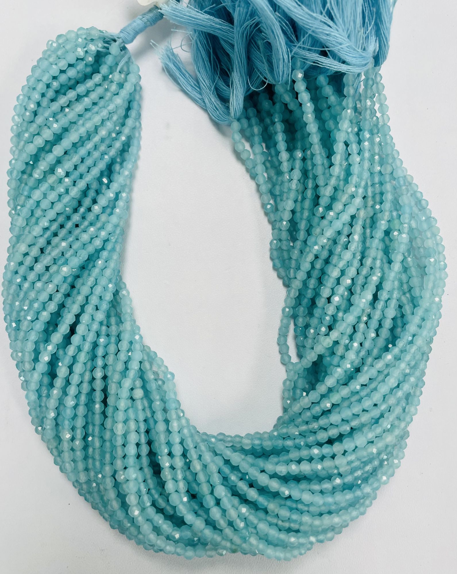 Aqua Chalcedony Rondelle Faceted