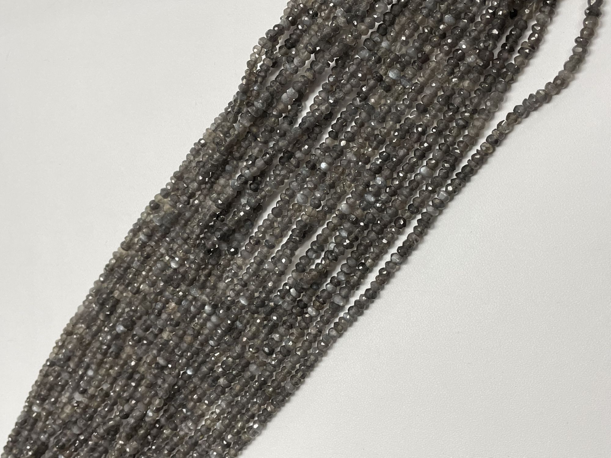 Dark Grey Moonstone Rondelle Faceted