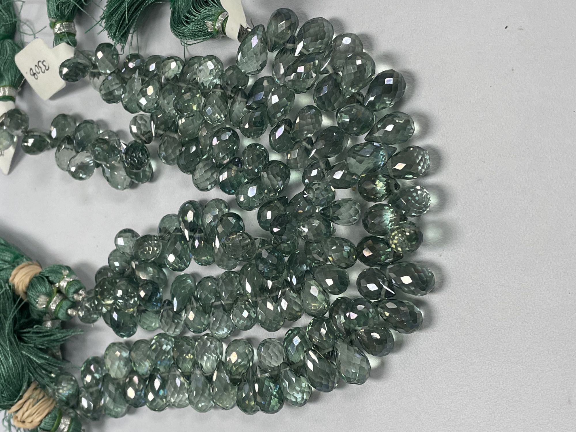 Green Mystic Quartz Drop Faceted