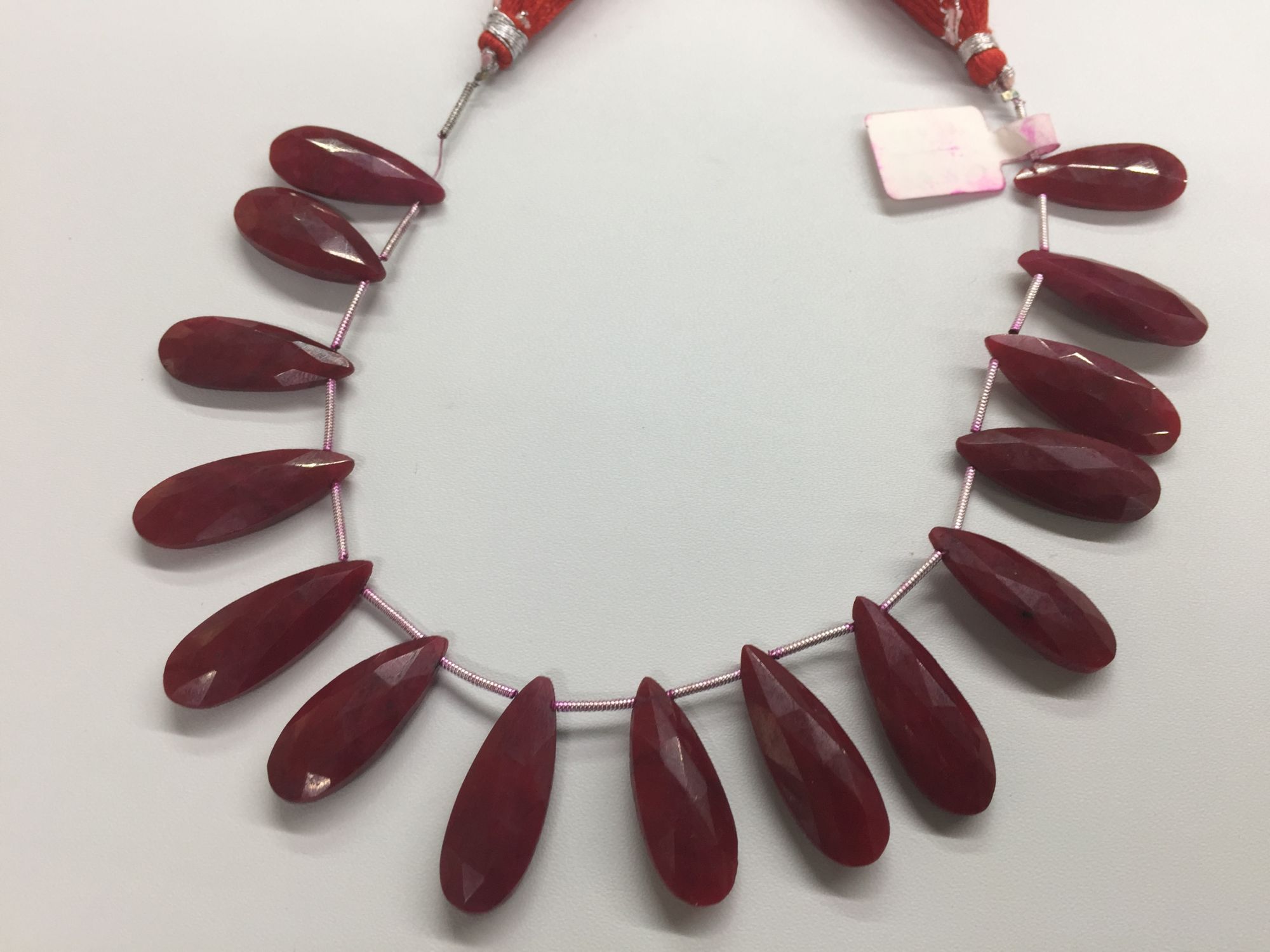 Ruby Long Pear Faceted
