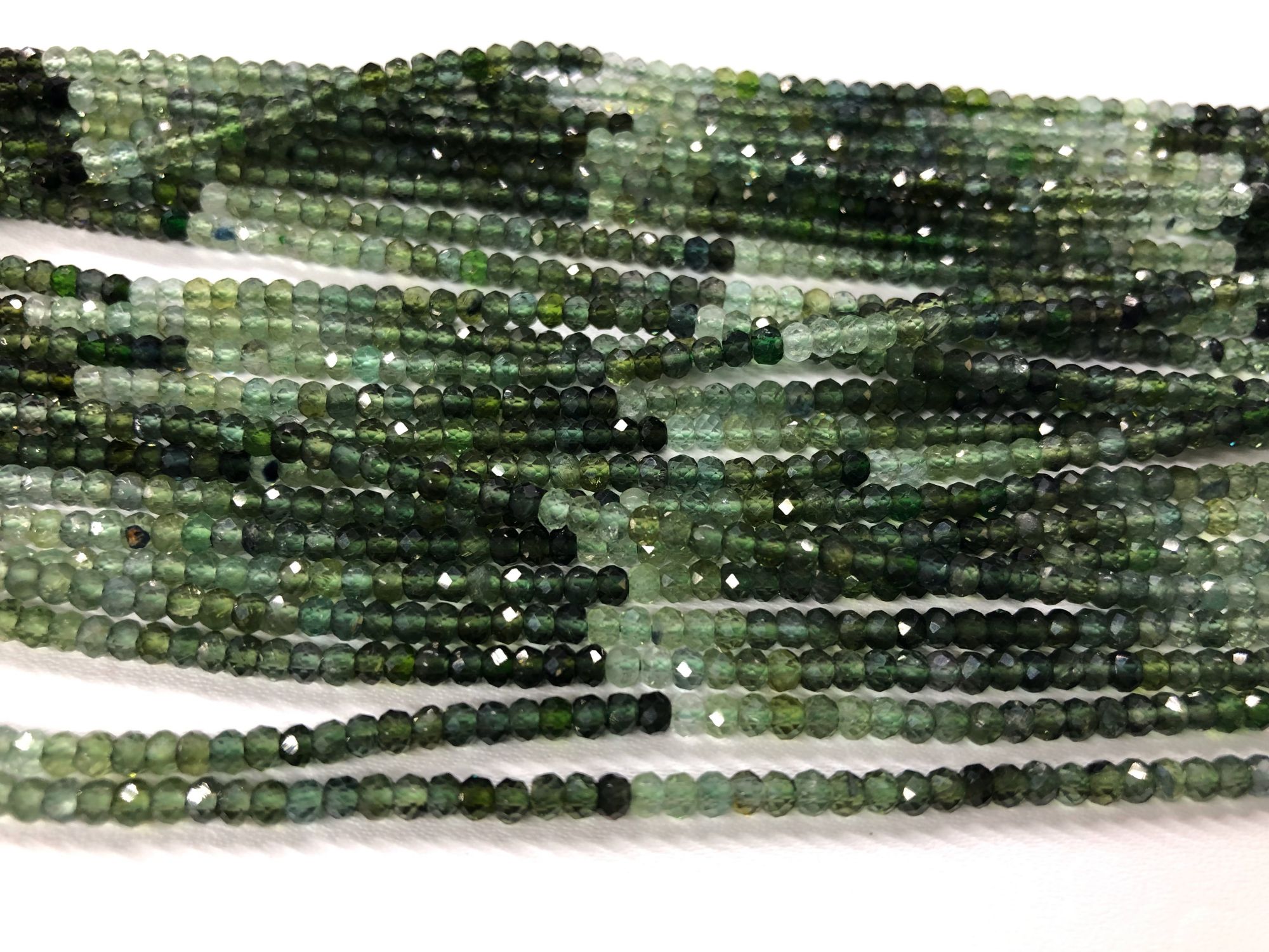 Shaded Green Tourmaline Rondelle Faceted