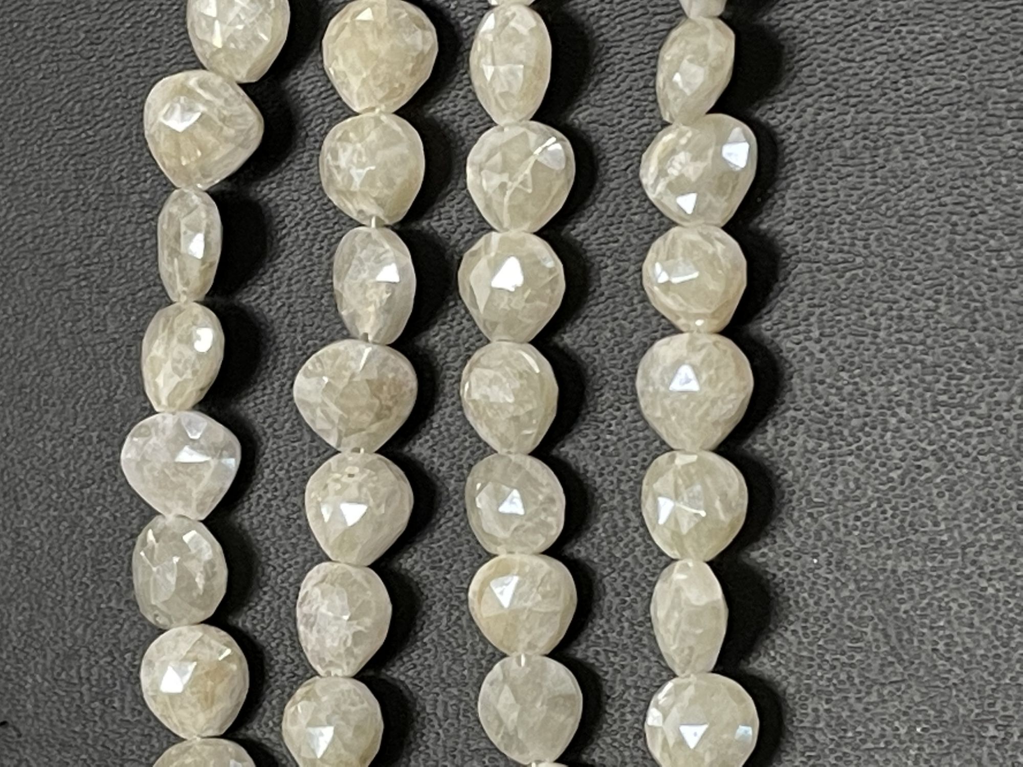 Pearl White Silverite Heart Faceted