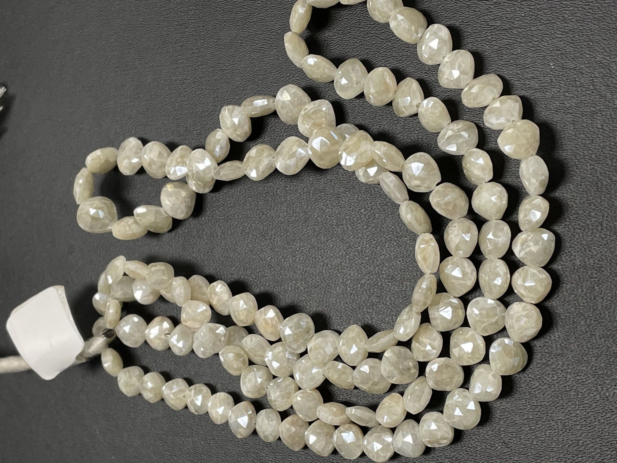 Pearl White Silverite Heart Faceted