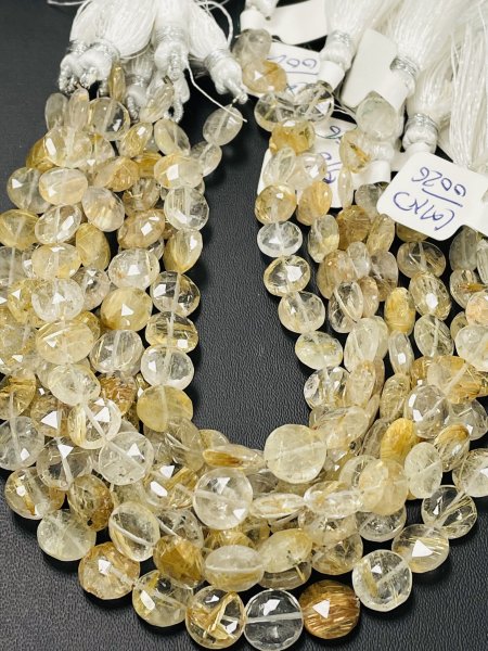 Golden Rutilated Quartz Coin Faceted