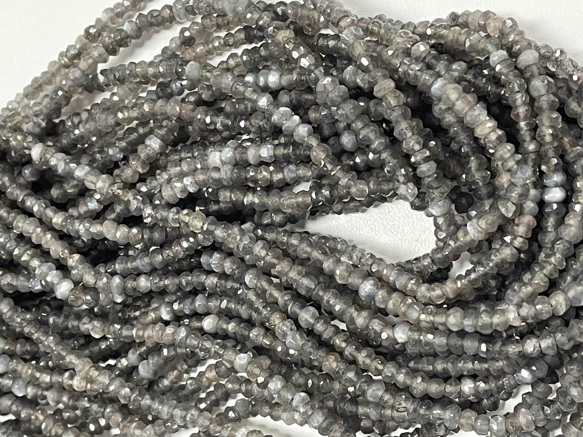 Dark Grey Moonstone Rondelle Faceted