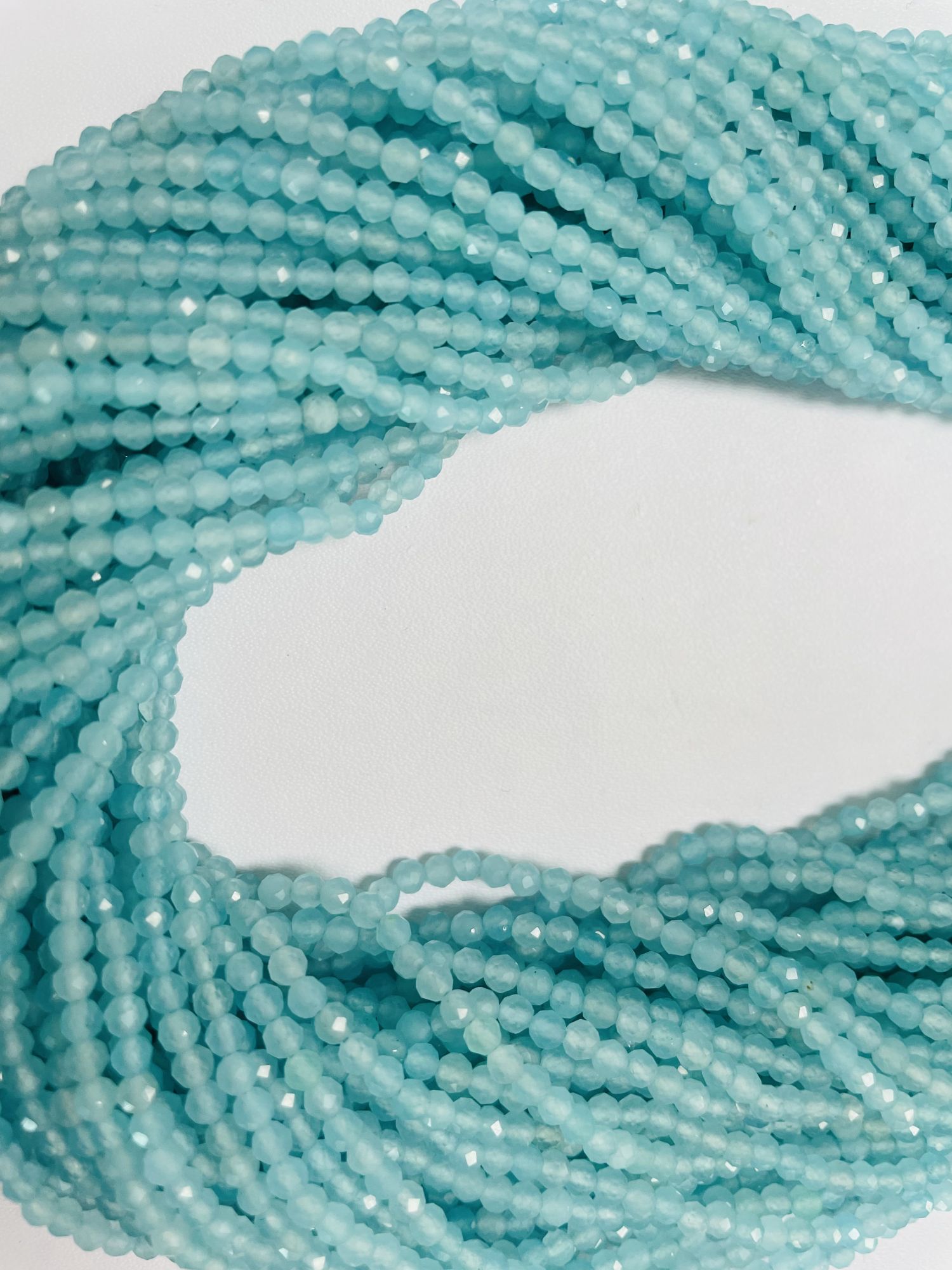 Aqua Chalcedony Rondelle Faceted