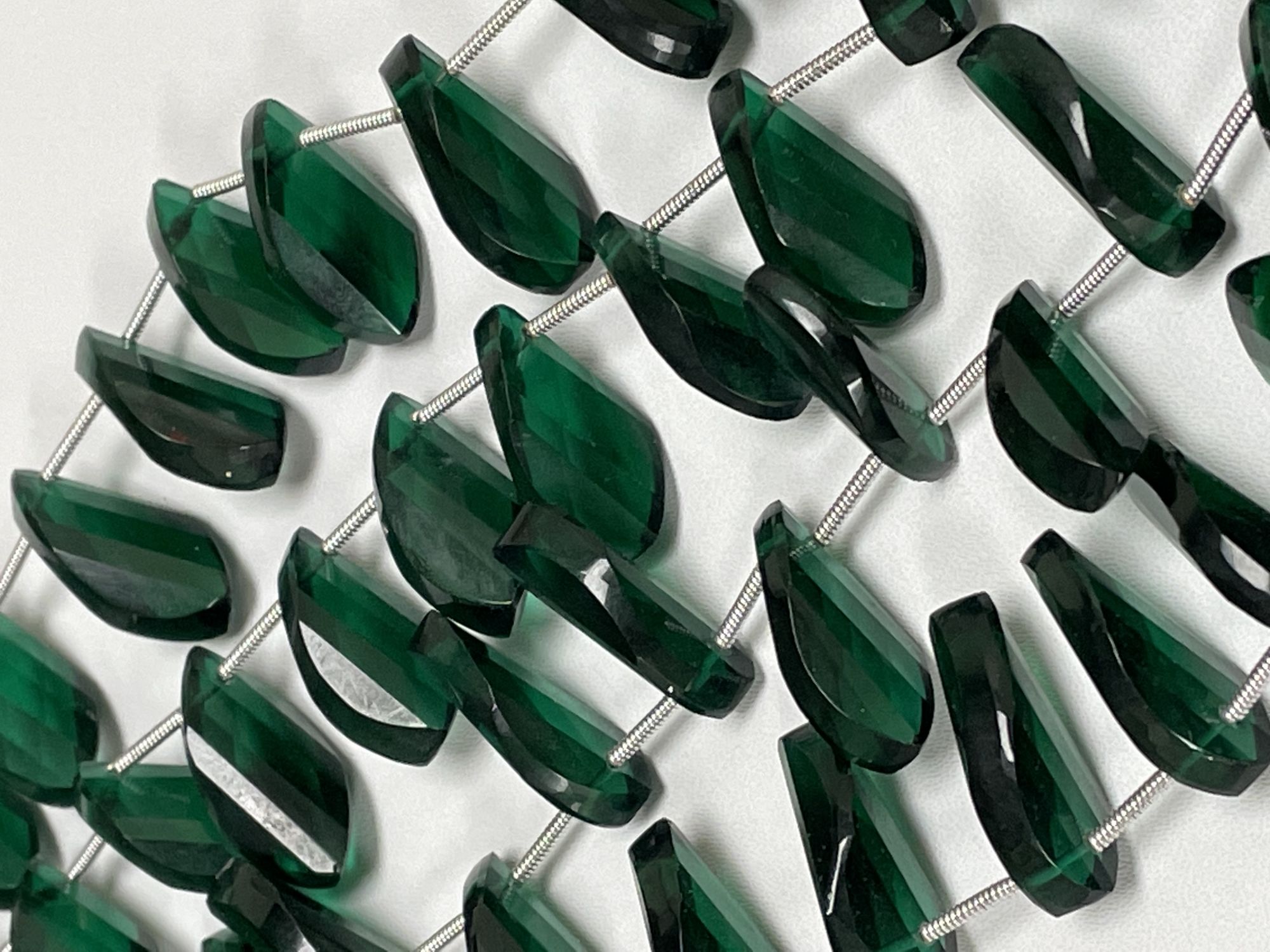 Green Hydro Quartz Twisted Leaf Faceted