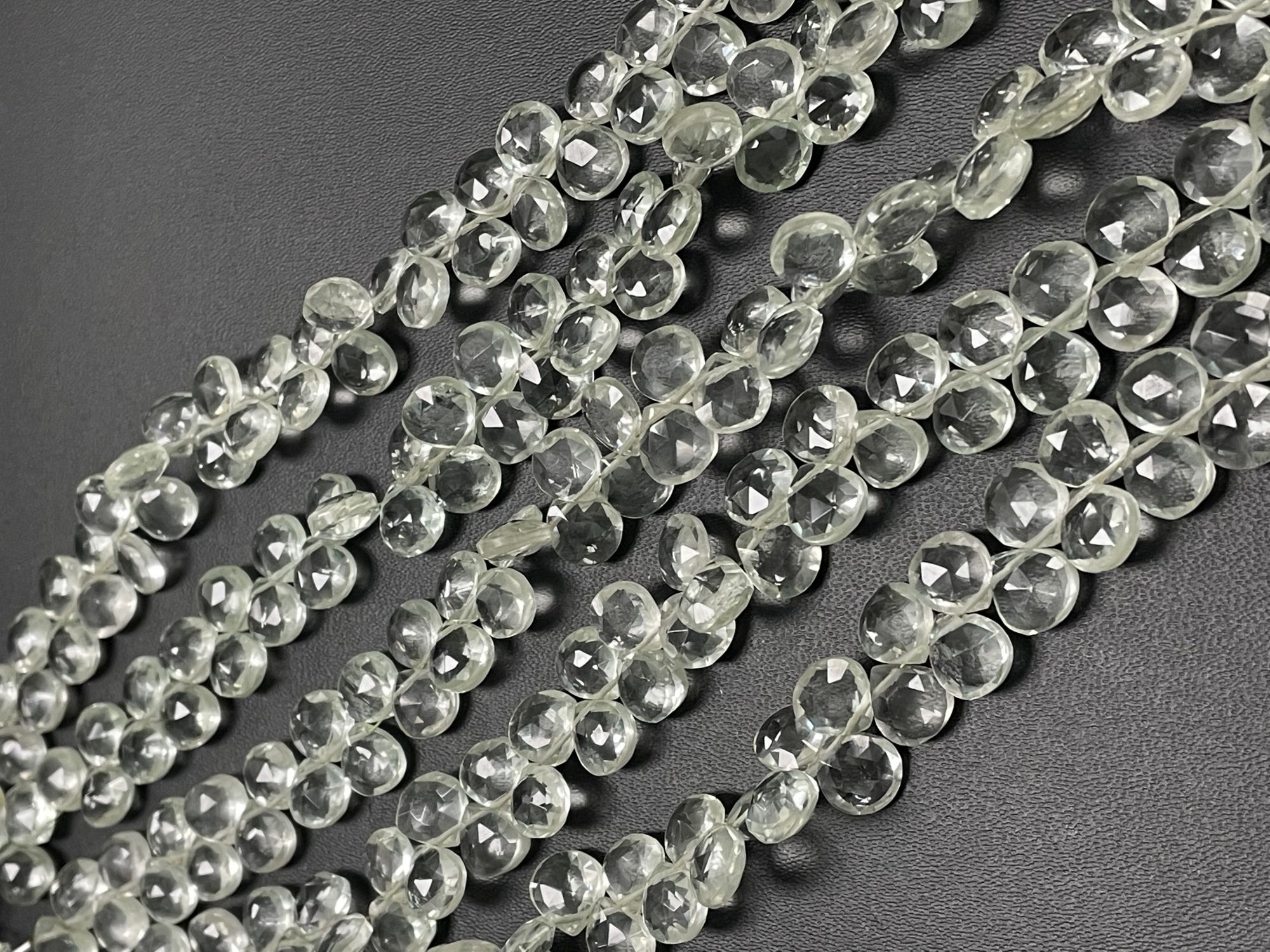 Green Amethyst Hearts Faceted