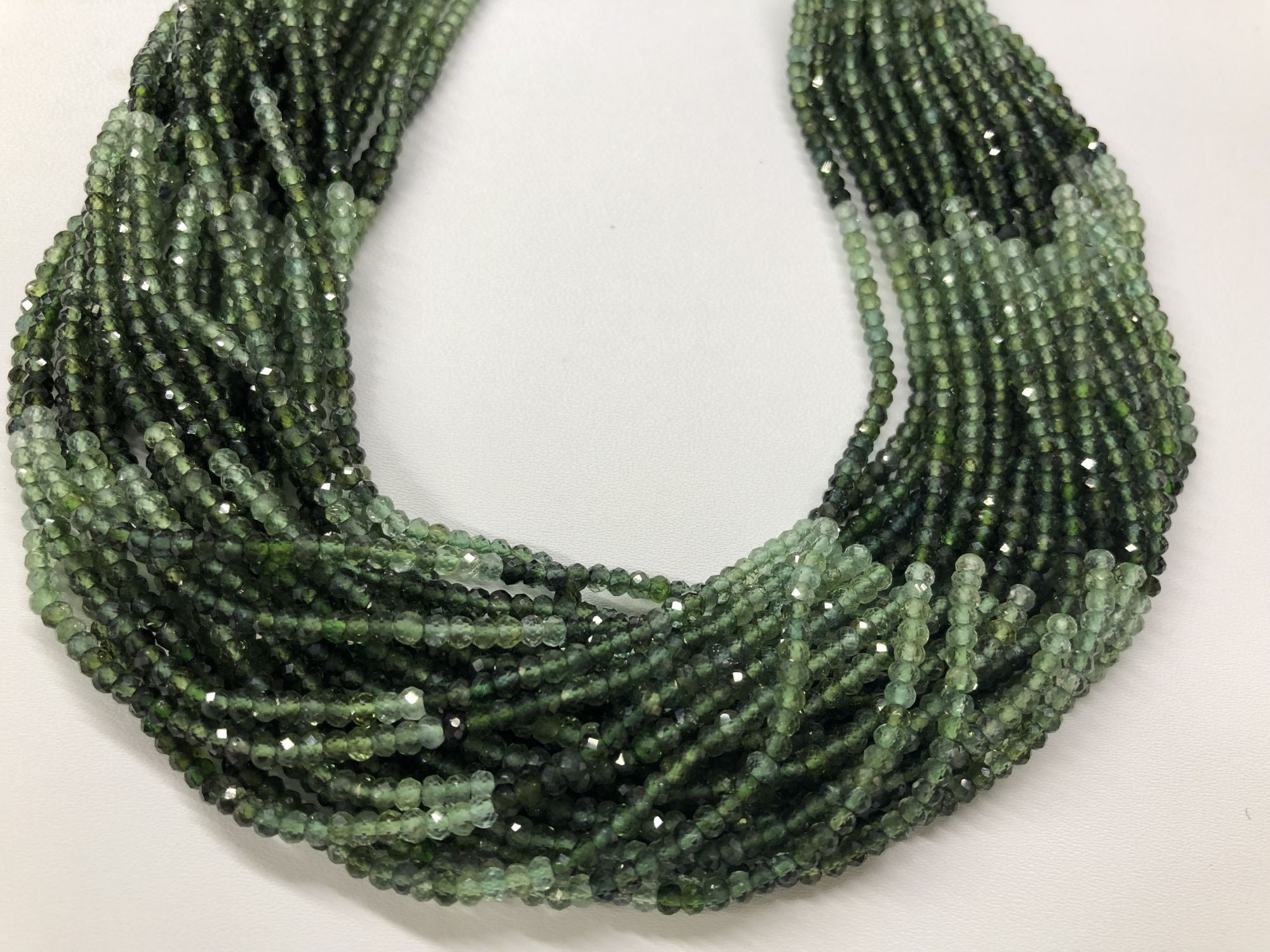 Shaded Green Tourmaline Rondelle Faceted