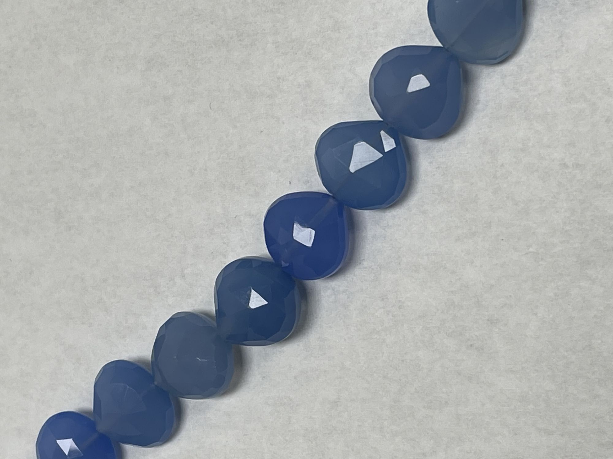 Blue Chalcedony Straight Drill Heart Faceted