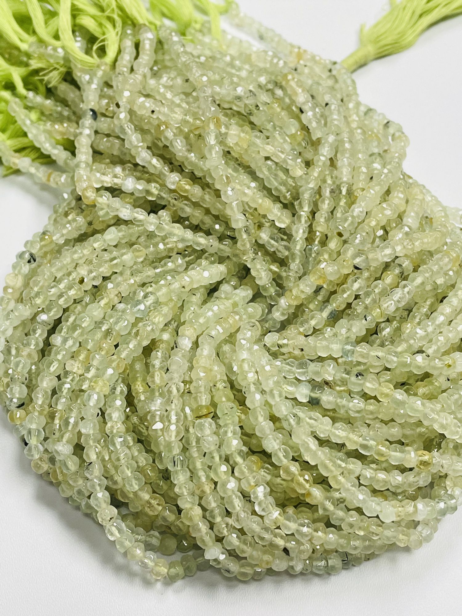 Prehnite Rondelle Faceted