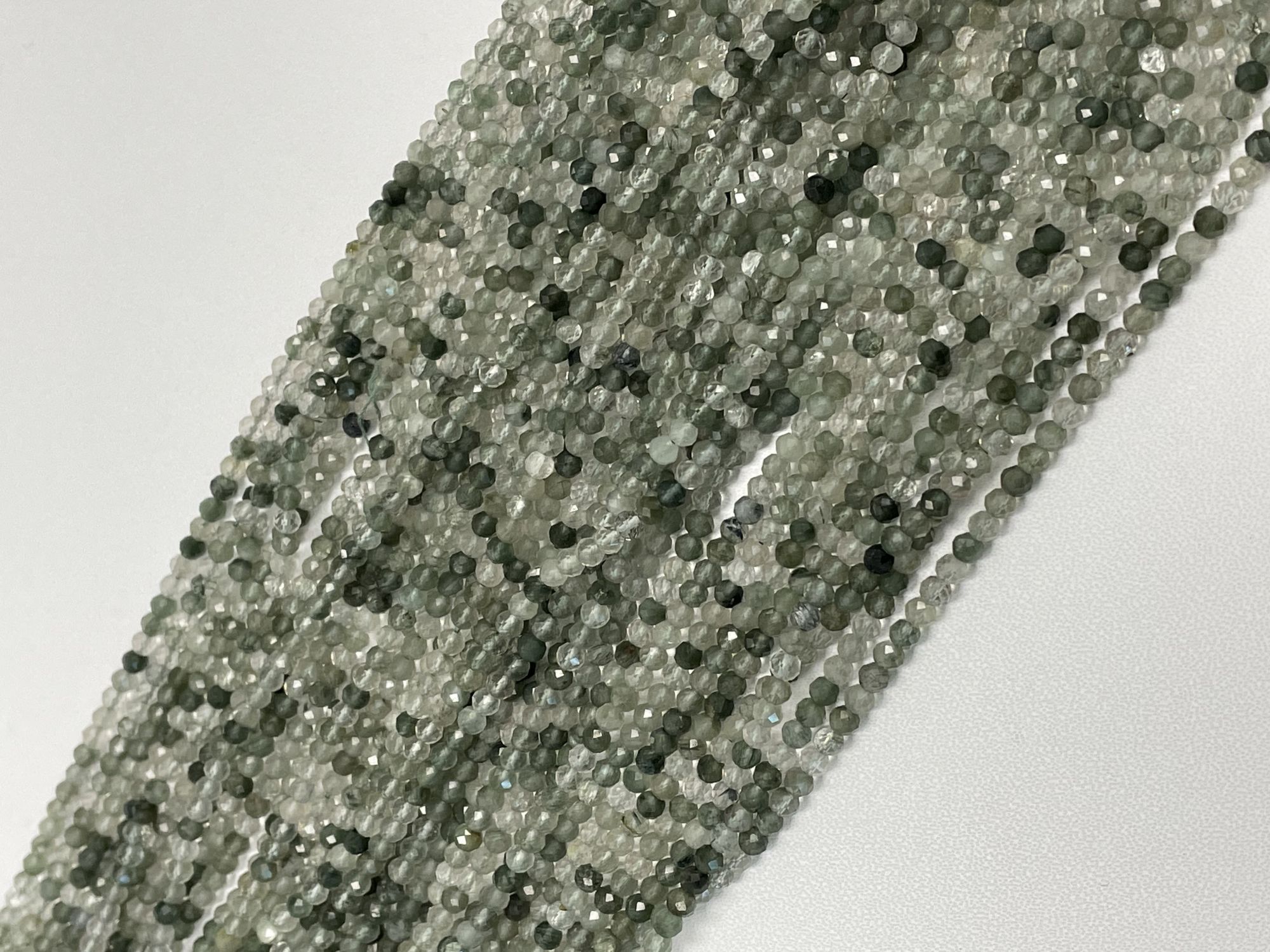 Green Rutilated Quartz Rondelle Faceted