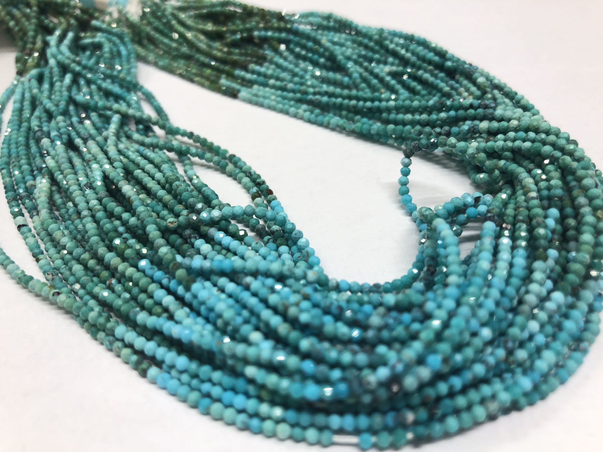 Shaded Arizona Sleeping Beauty Turquoise Rondelle Faceted