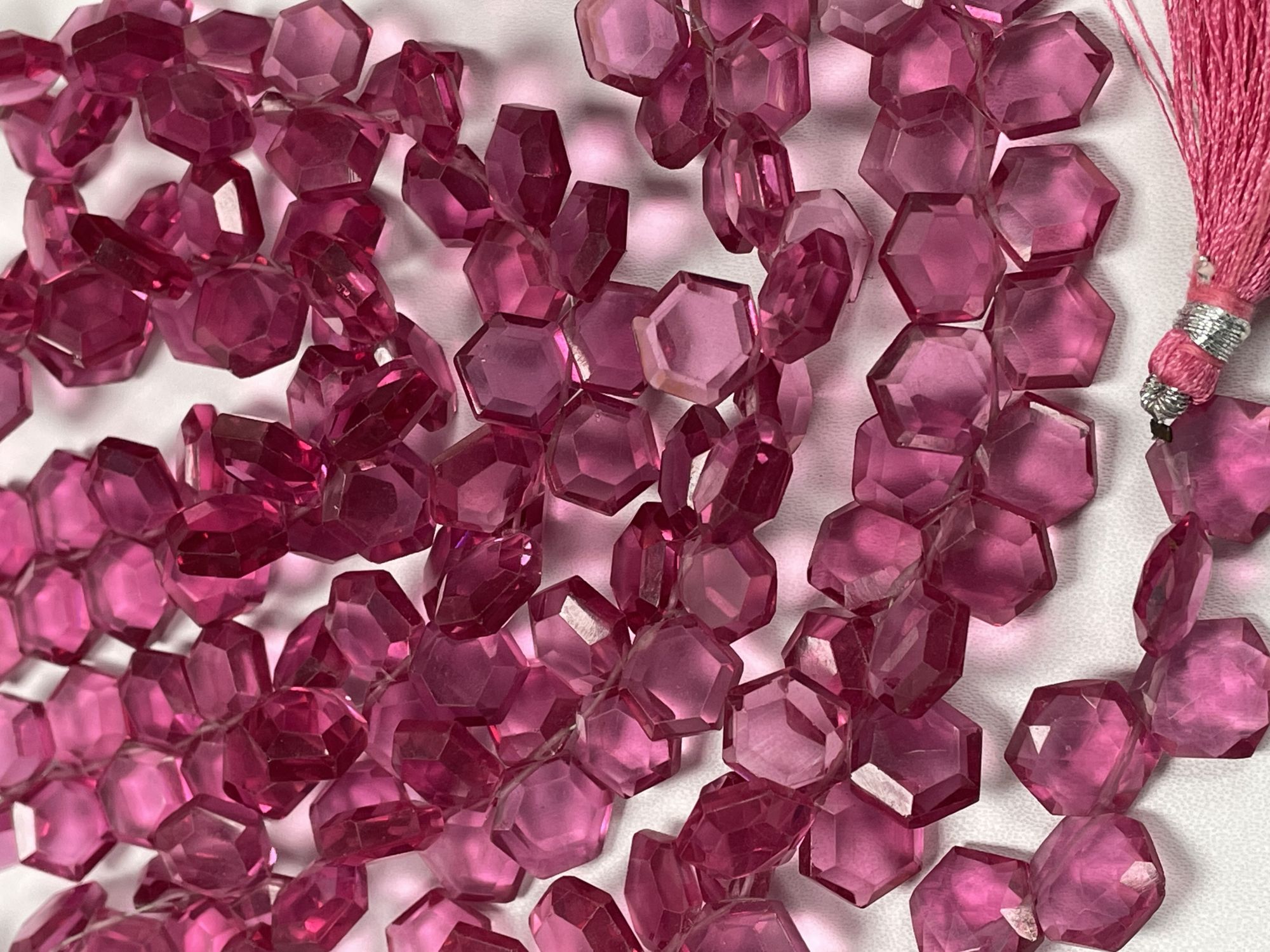 Rubilite Hydro Quartz Hexagon Faceted