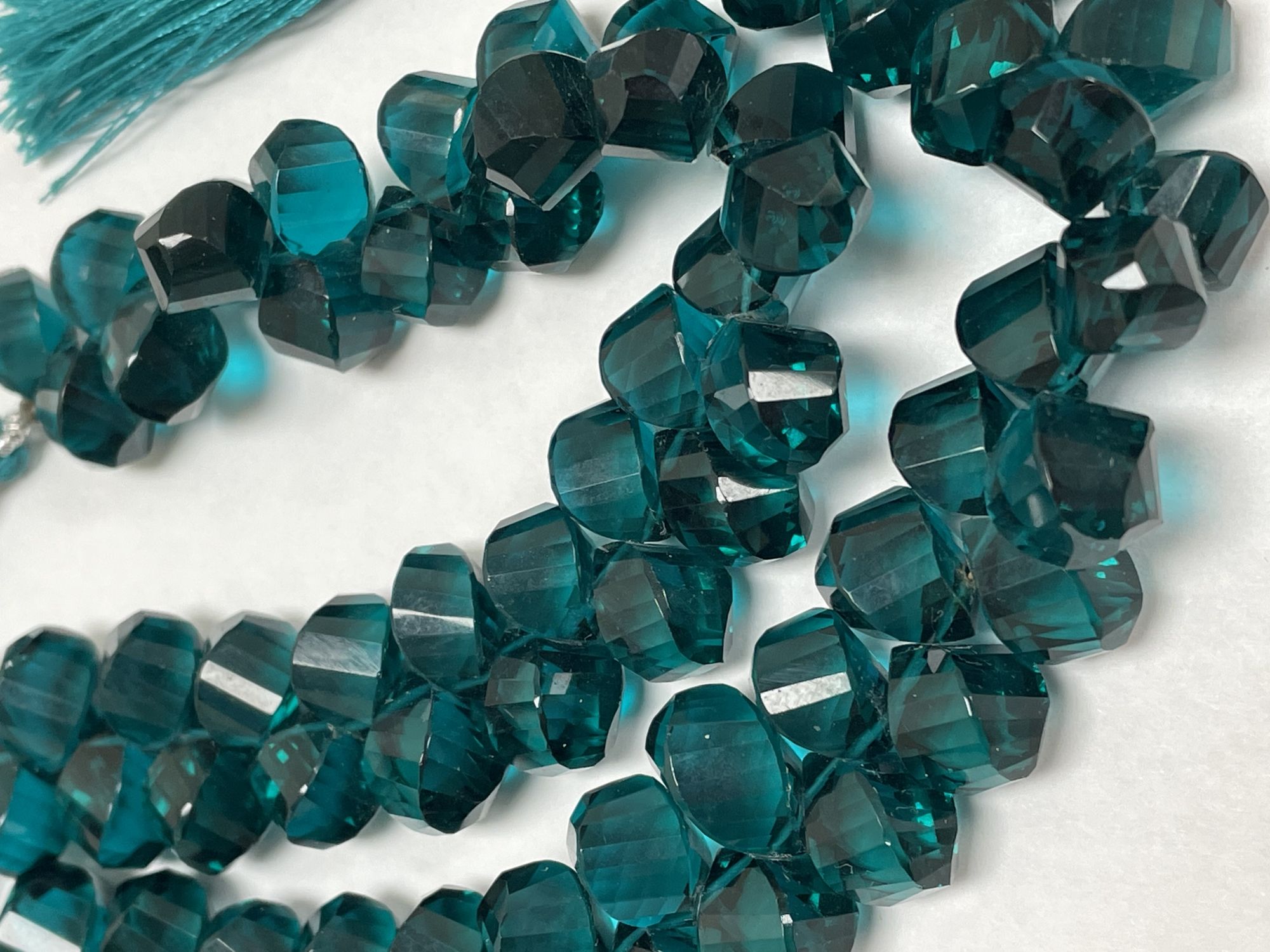 Teal Hydro Quartz Twisted Drop Faceted