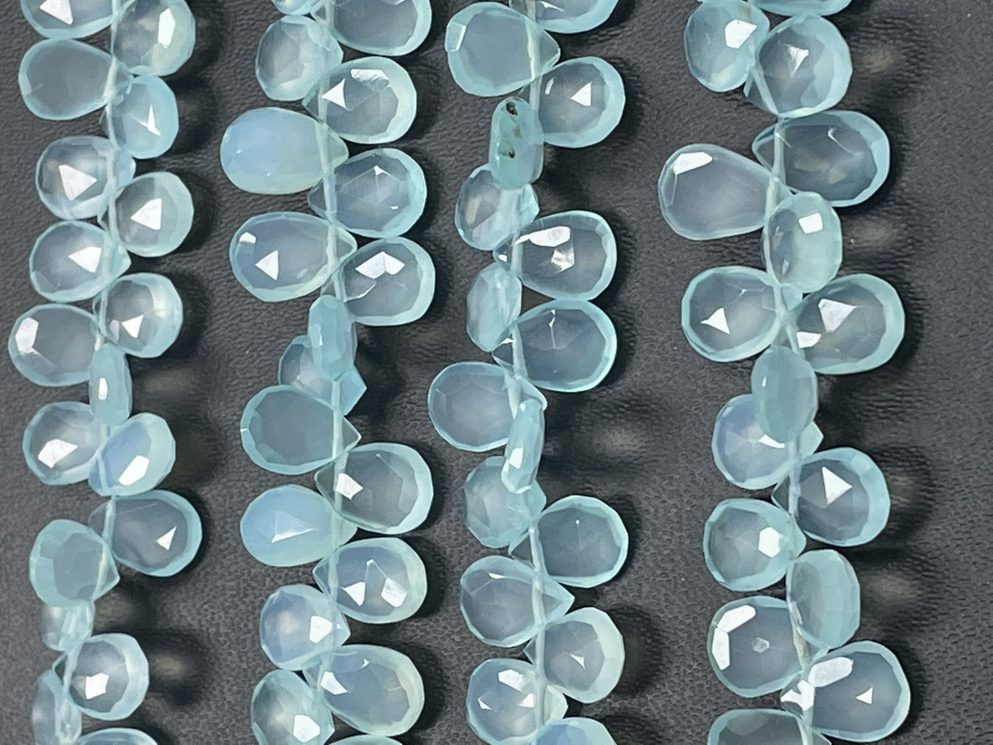 Aqua Chalcedony Pear Faceted
