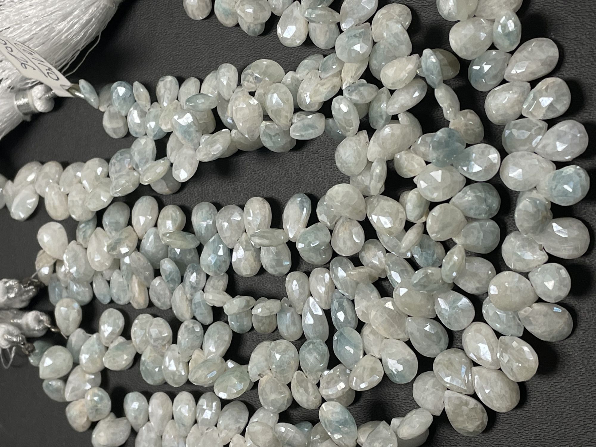 Coated Blue White Silverite Pear Faceted