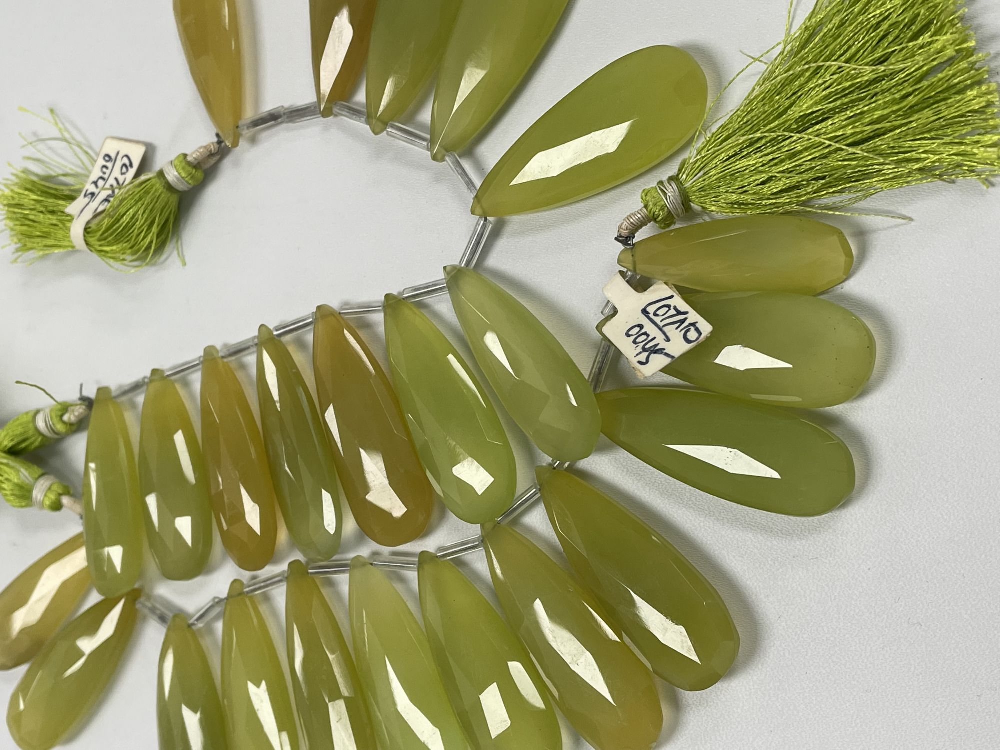 Green Chalcedony Long Pear Faceted