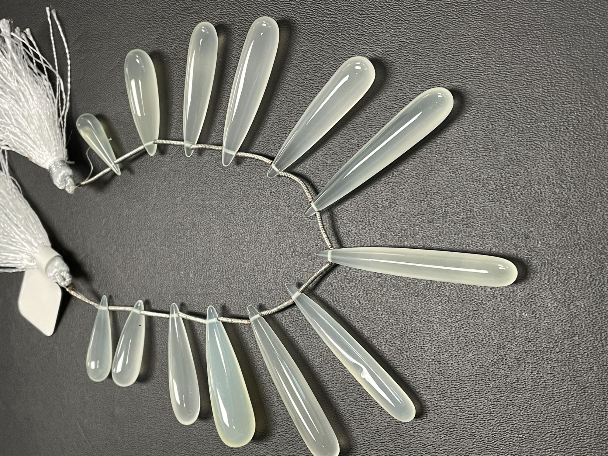 White Chalcedony Long Drop Smooth