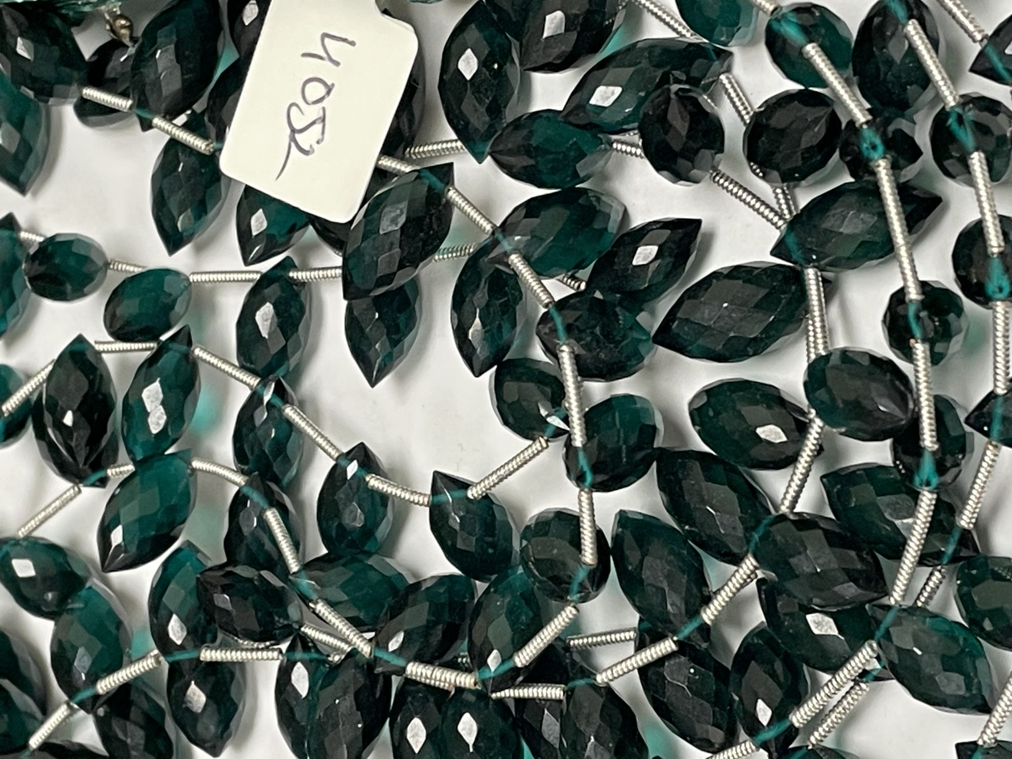 Teal Hydro Quartz Puff Marquise Faceted