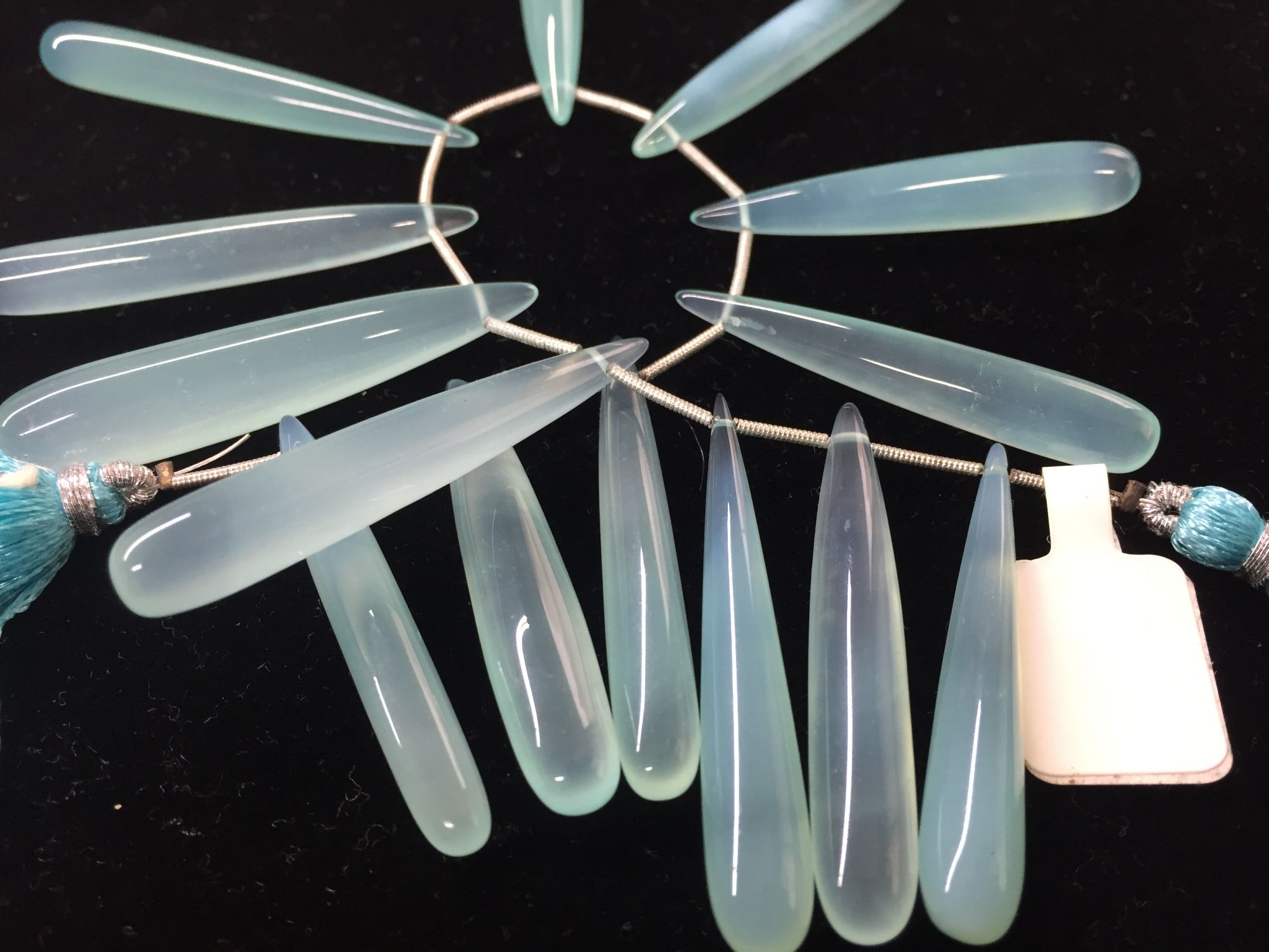 Aqua Chalcedony Long Drops Smooth