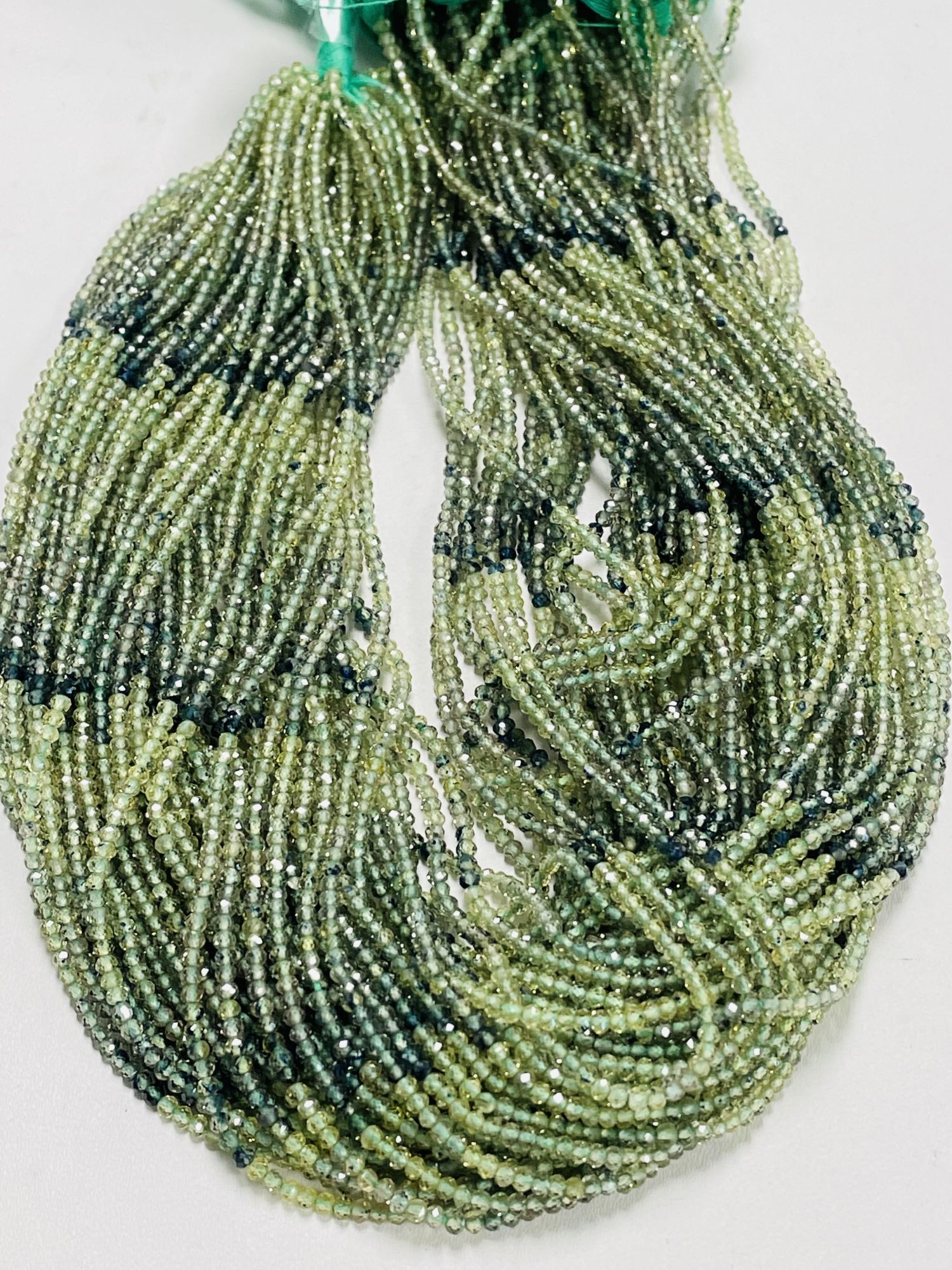 Shaded Green Sapphire Rondelle Faceted